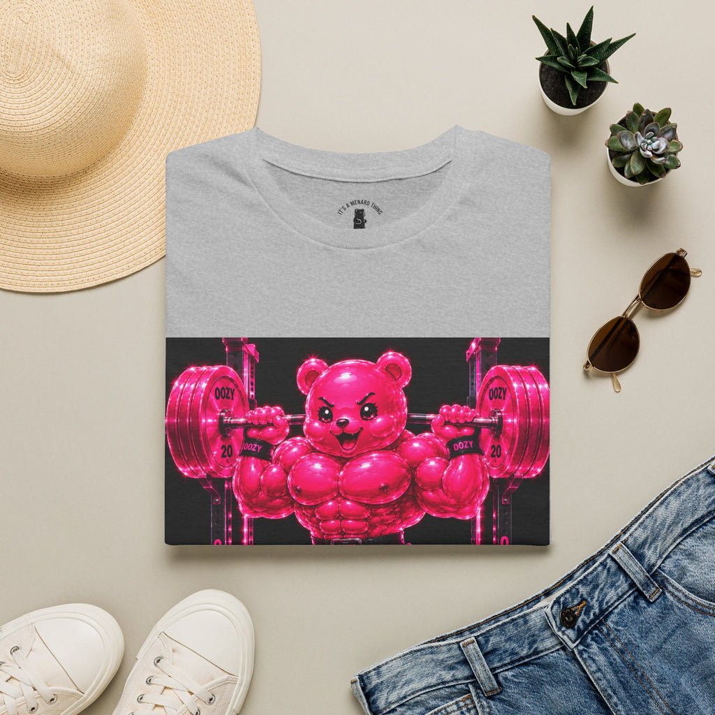 Feeling Like a Work Out, Pink Oozy Buff Bear Gummy Gym Special- Adult Graphic Shirt