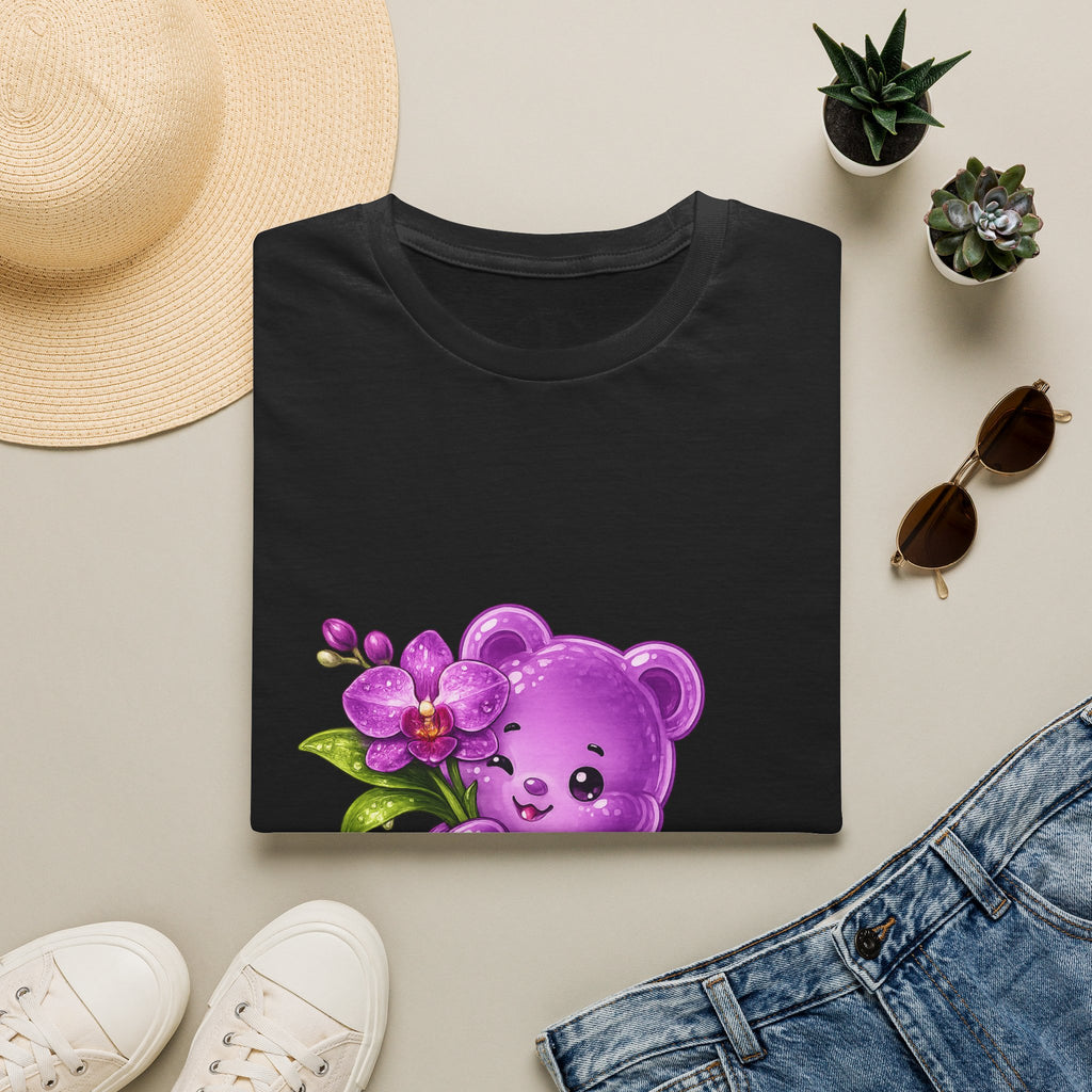 Beautiful Orchid, Purple Oozy Bear Floral Special Gummy Friend- Graphic Shirt