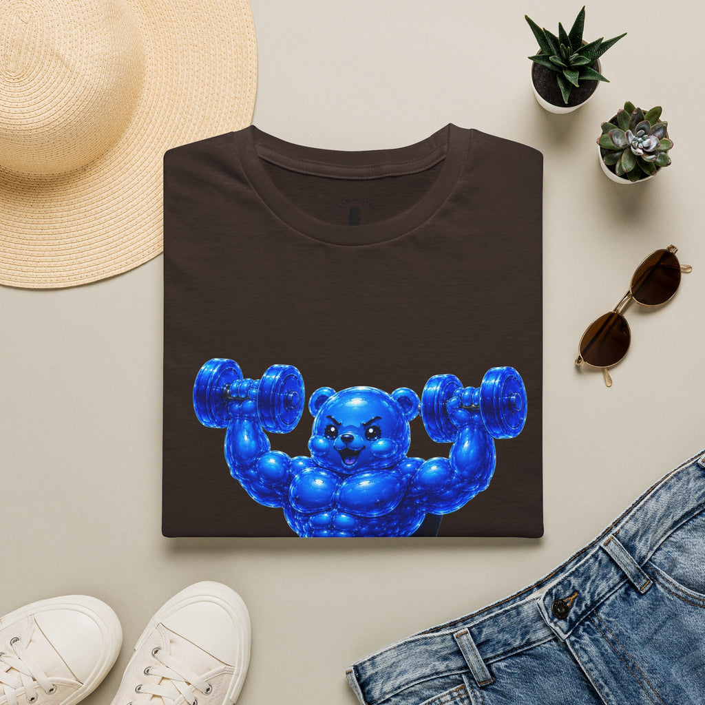 Working out with Bar Bells, Oozy Buff Bear Gummy Special Gym Addition- Adult Graphic Shirt