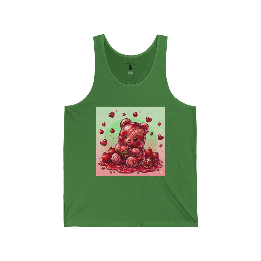 Pomegranate Ripe Red, Gooey Gummy Bear Friend - Cute Graphic Tank Top