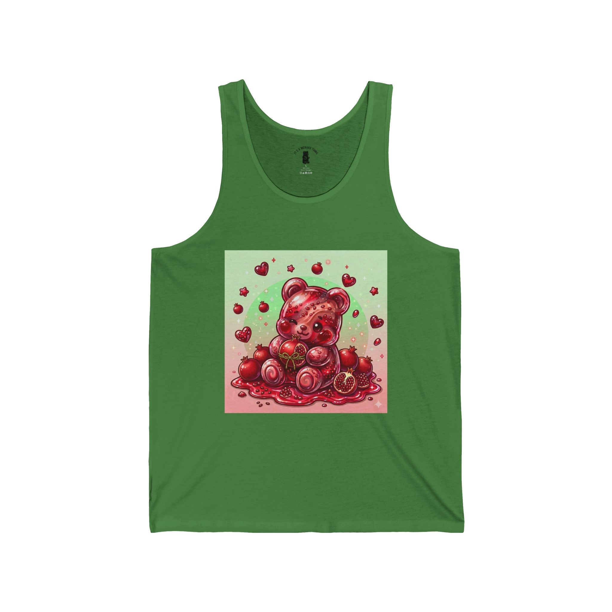 Pomegranate Ripe Red, Gooey Gummy Bear Friend - Cute Graphic Tank Top