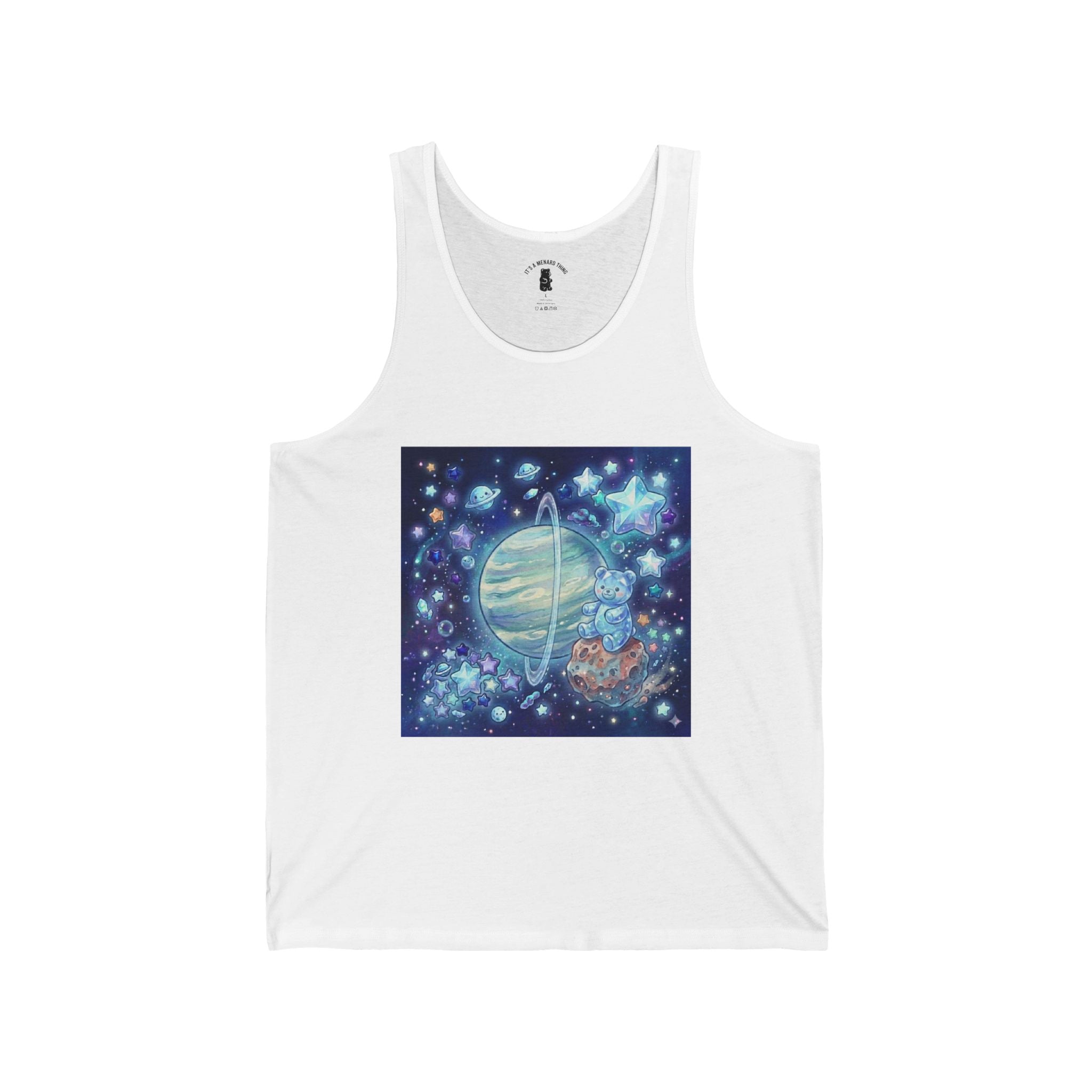 Passing by Uranus, Special Blue Gooey Gummy Bear — Cute Illustration Tank Top