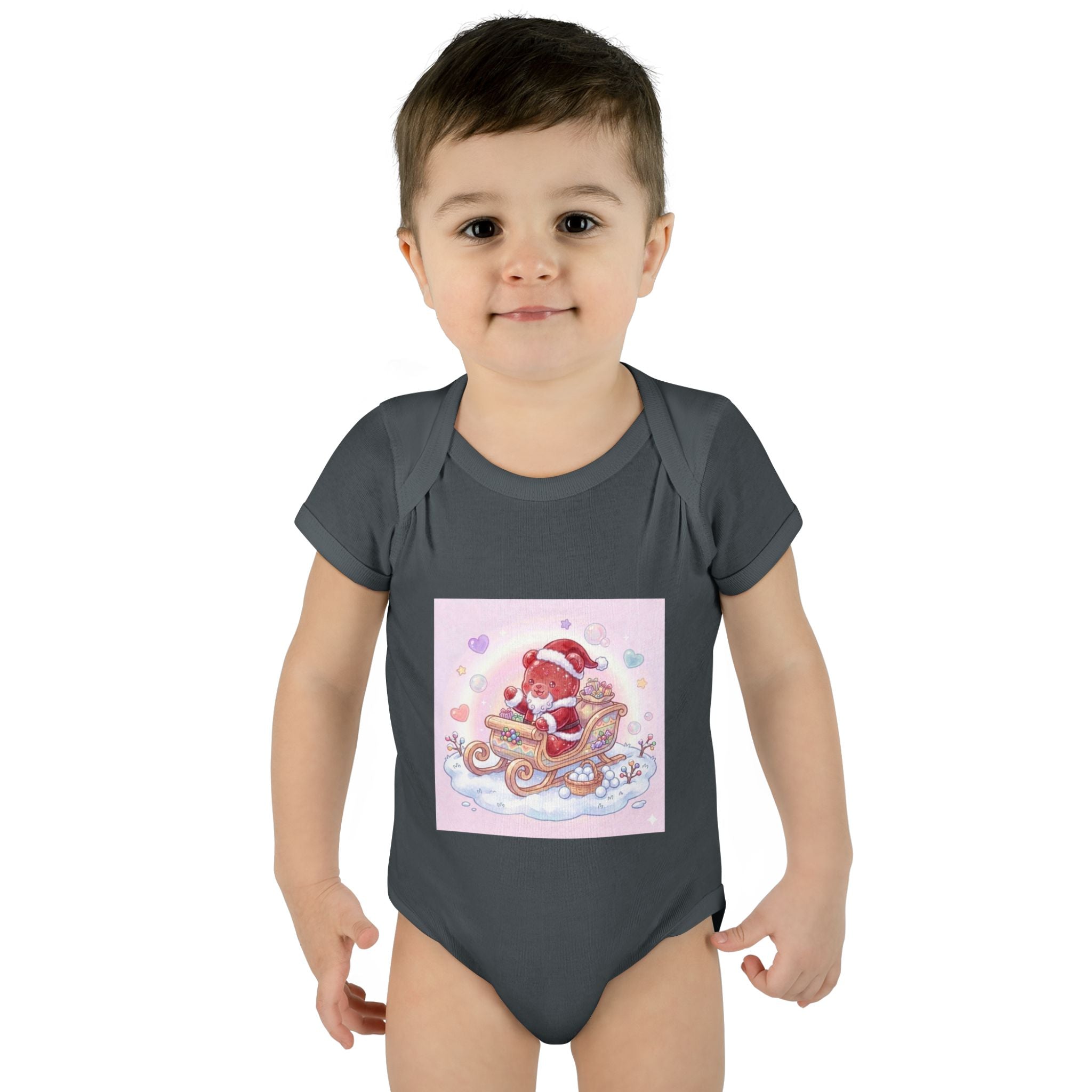 Baby Bodysuit – Gooey Gummy Santa in Sleigh Christmas Infant Onesie