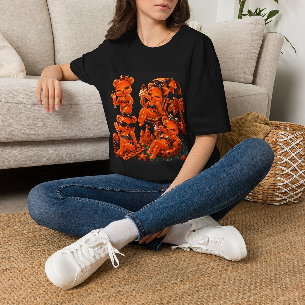 Retro Orang Beach Pin Up Oozy Bear Babe- Adult Graphic Shirt (18+)