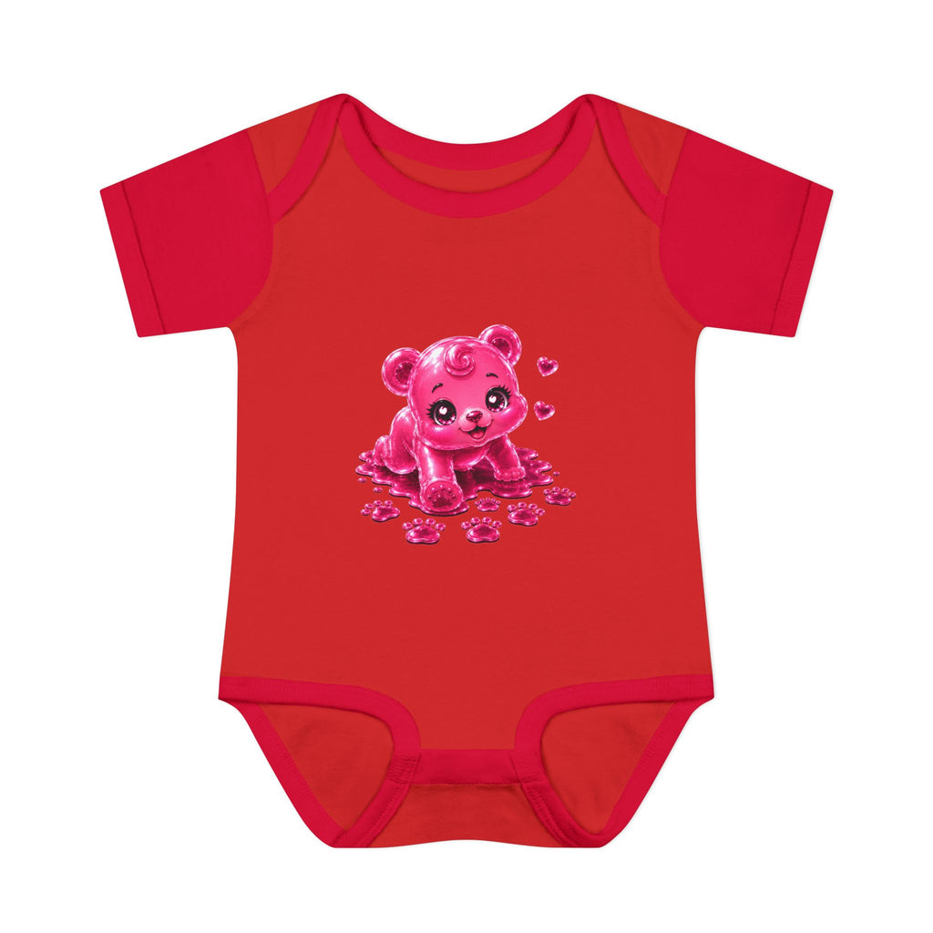 Messy Play Time, Crawling Steps Pink Oozy Baby Gummy Bear Cutie Addition- Graphic Onesie