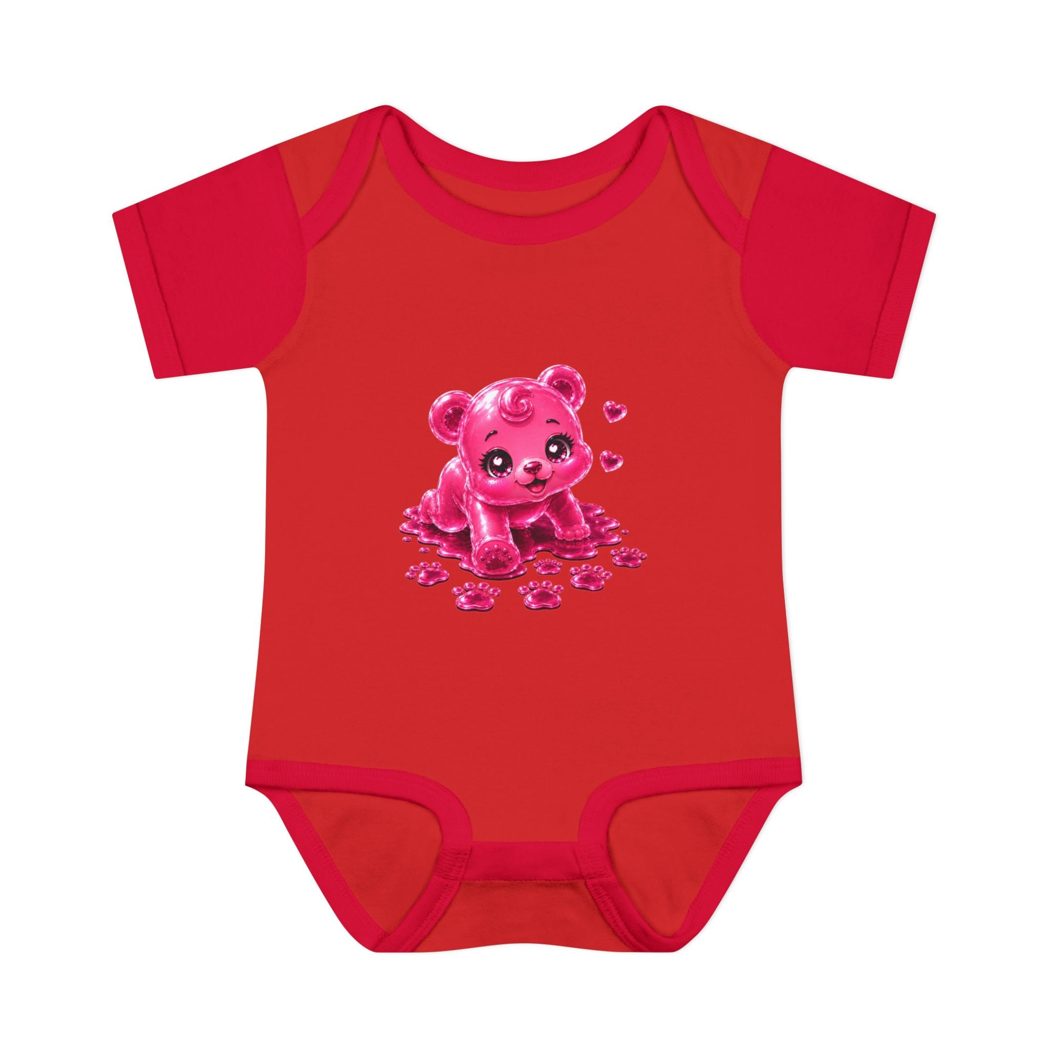 Messy Play Time, Crawling Steps Pink Oozy Baby Gummy Bear Cutie Addition- Graphic Onesie