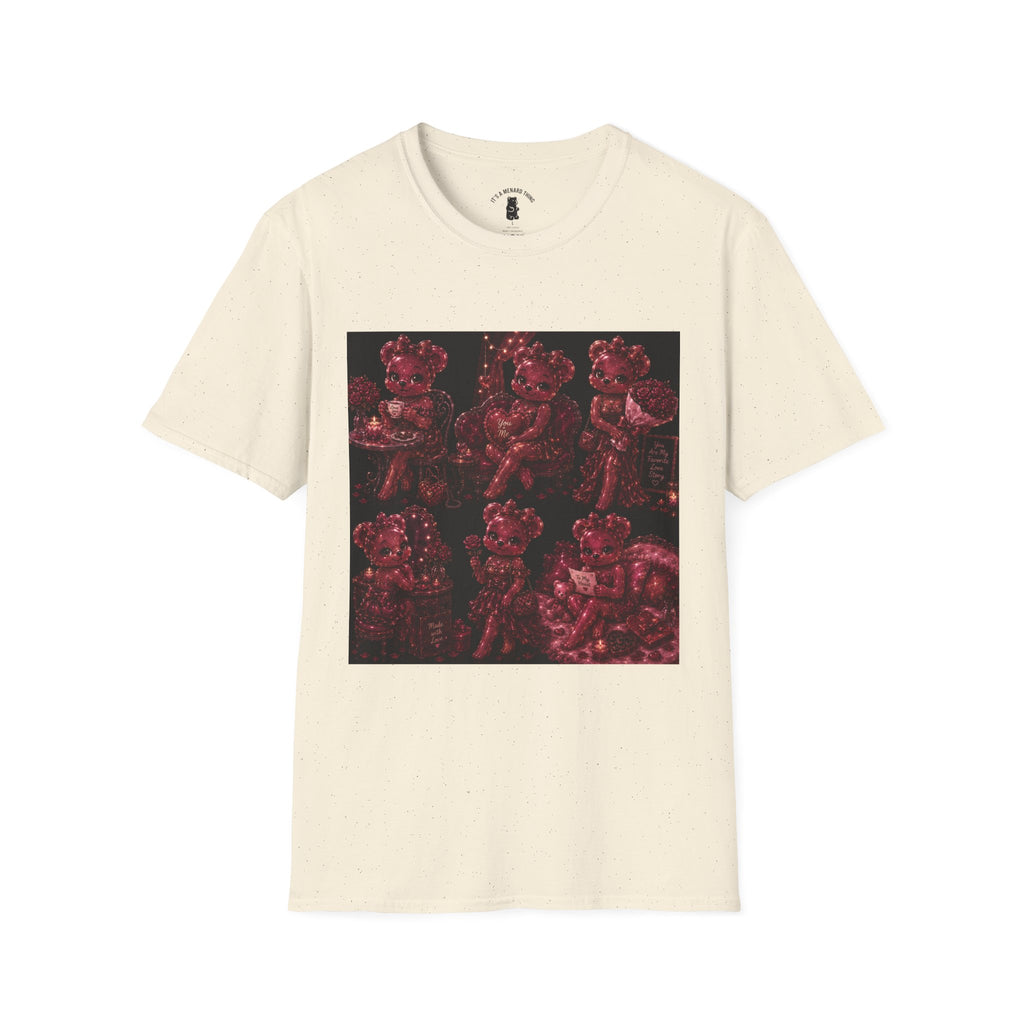 Glitter Wine Red Oozy Gala Bear Pin Up- Adult Graphic Shirt (18+)