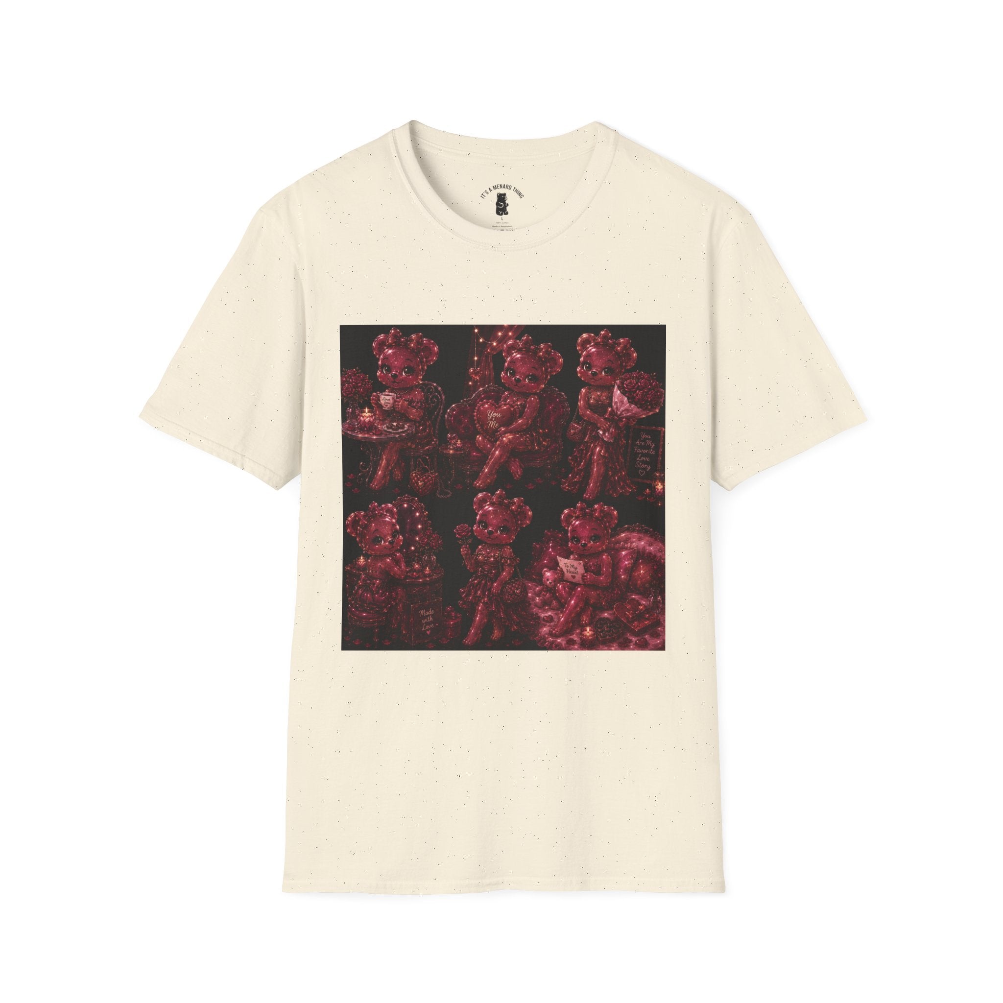 Glitter Wine Red Oozy Gala Bear Pin Up- Adult Graphic Shirt (18+)