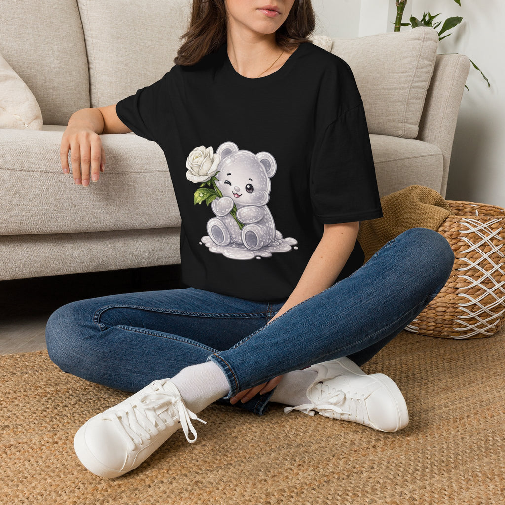 Beautiful Blooming White Rose, Oozy Bear Gummy Special Flower Addition- Graphic Shirt