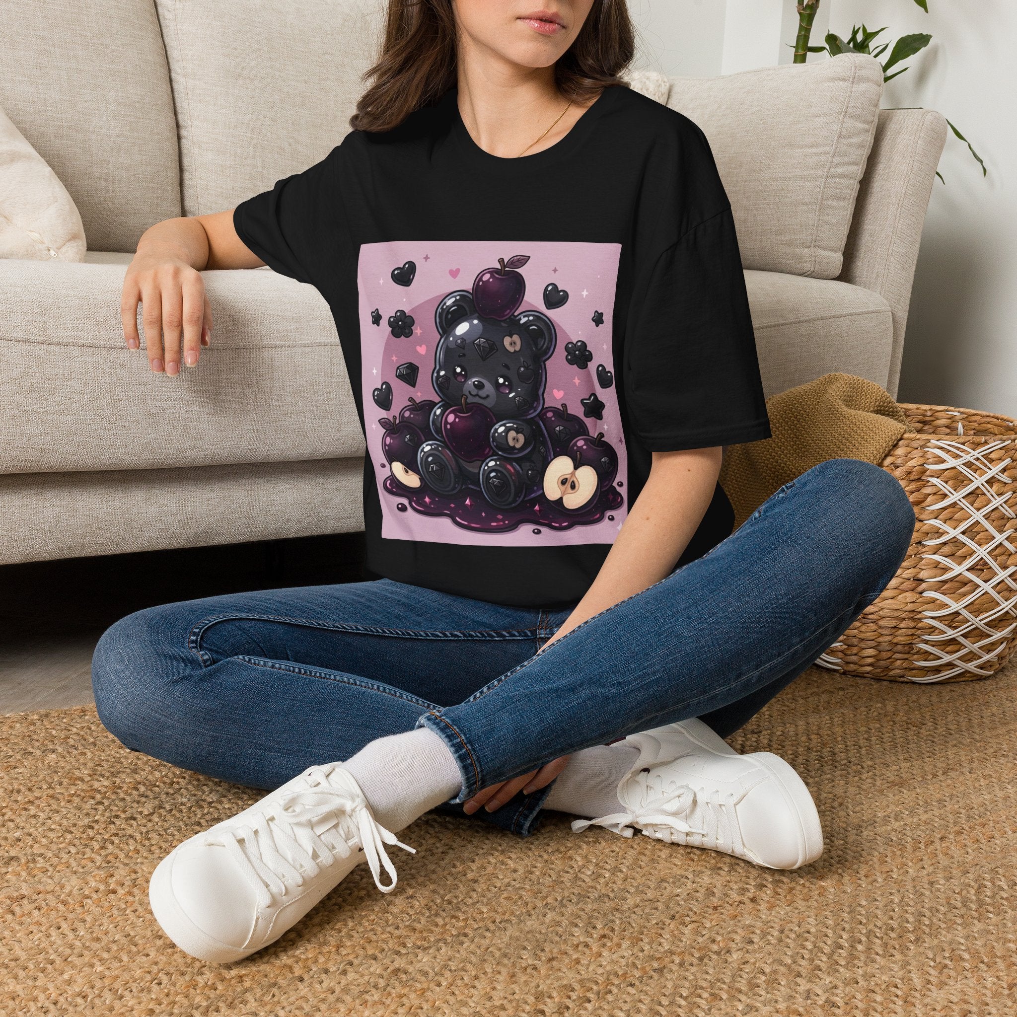 Black Diamond Special Exotic Apple Oozy Bear Friend — Cute Fruit Bear Graphic Tee