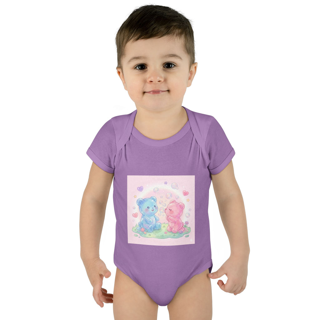 Baby Bodysuit — Pastel Blue & Pink Gooey Gummy Bears Cute Newborn Onesie