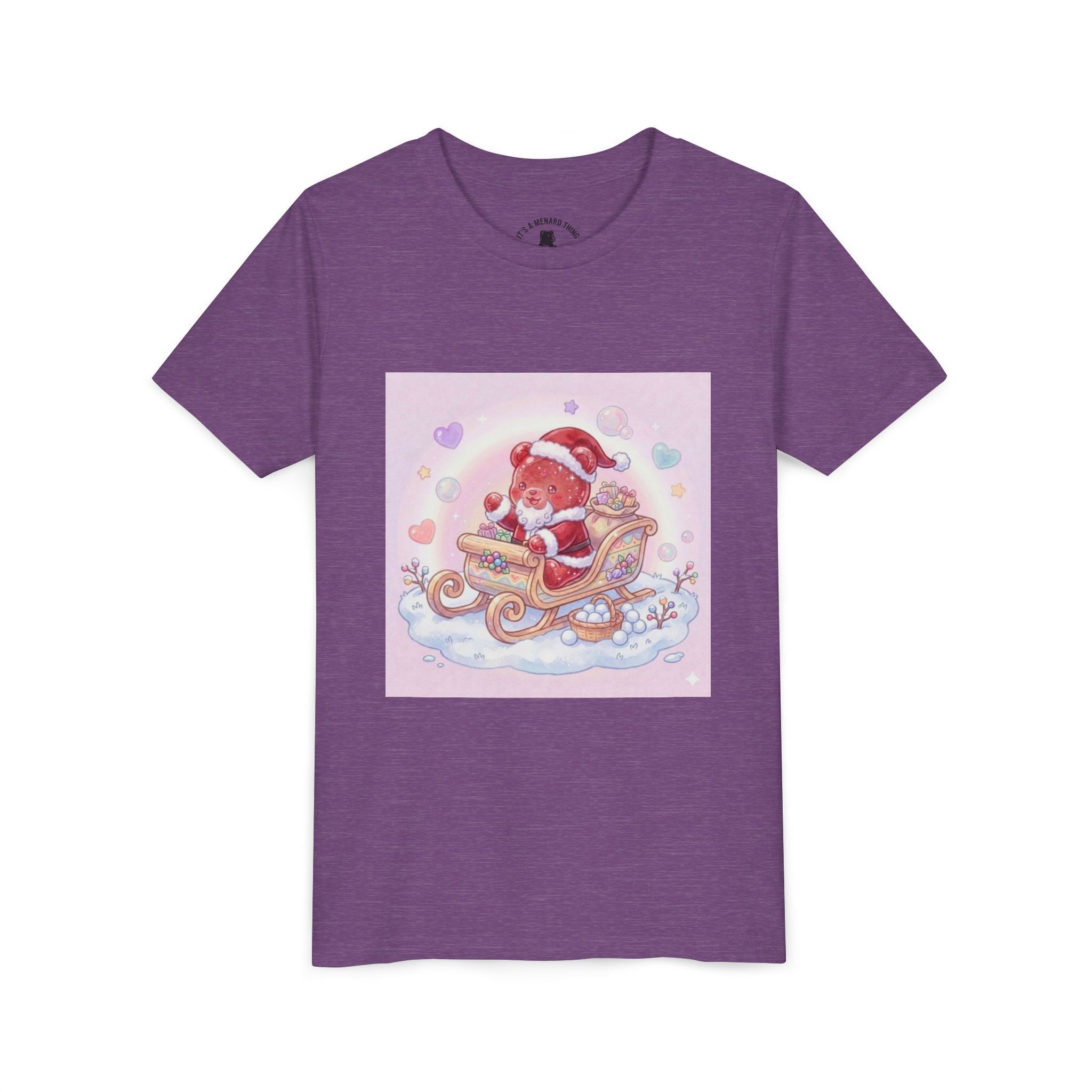 Cute Gooey Gummy Red Santa in Sleigh Holiday Shirt