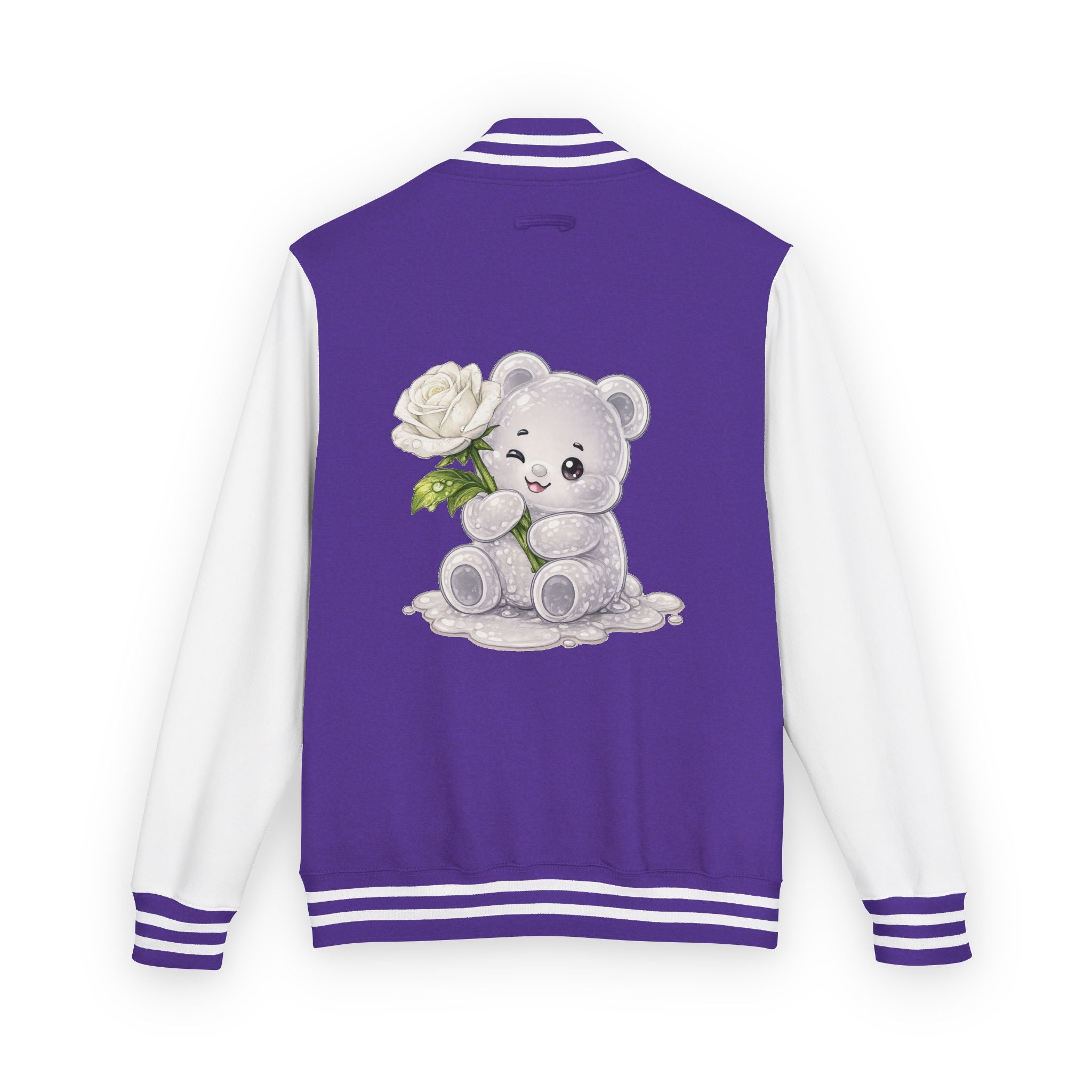 Blooming White Rose, Gooey Gummy Bear Friend- Kawaii Graphic Jacket