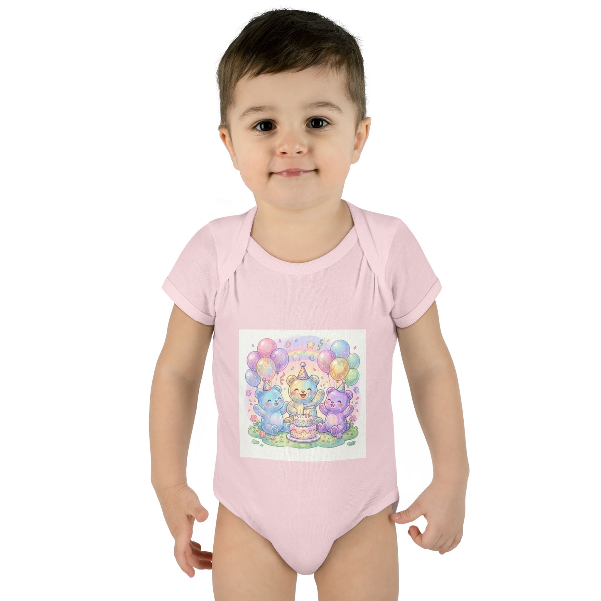 Birthday Gooey Bears, Cake & Balloons Infant Onesie