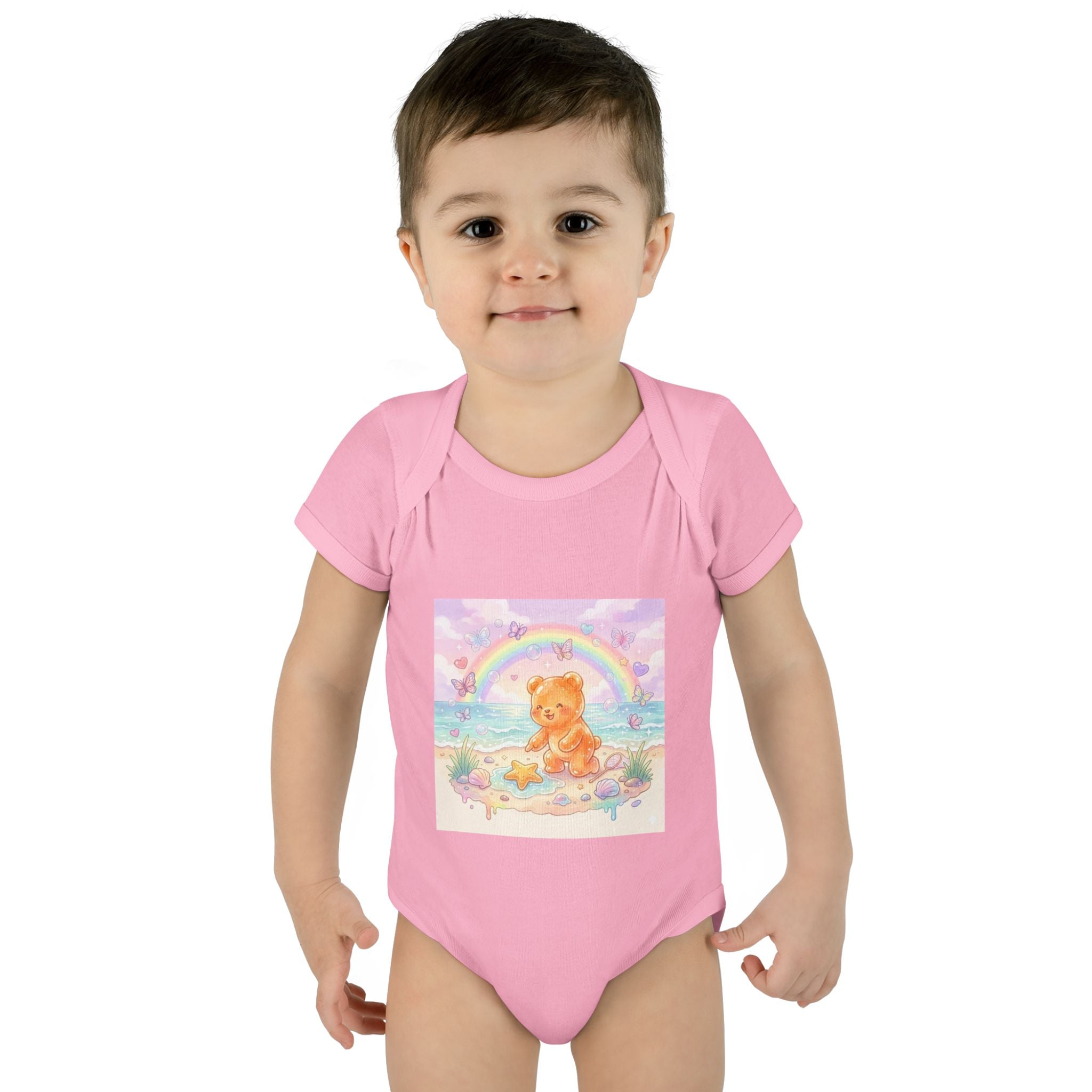 Gooey Gummy Beach Bear Rainbow & Starfish - Bodysuit