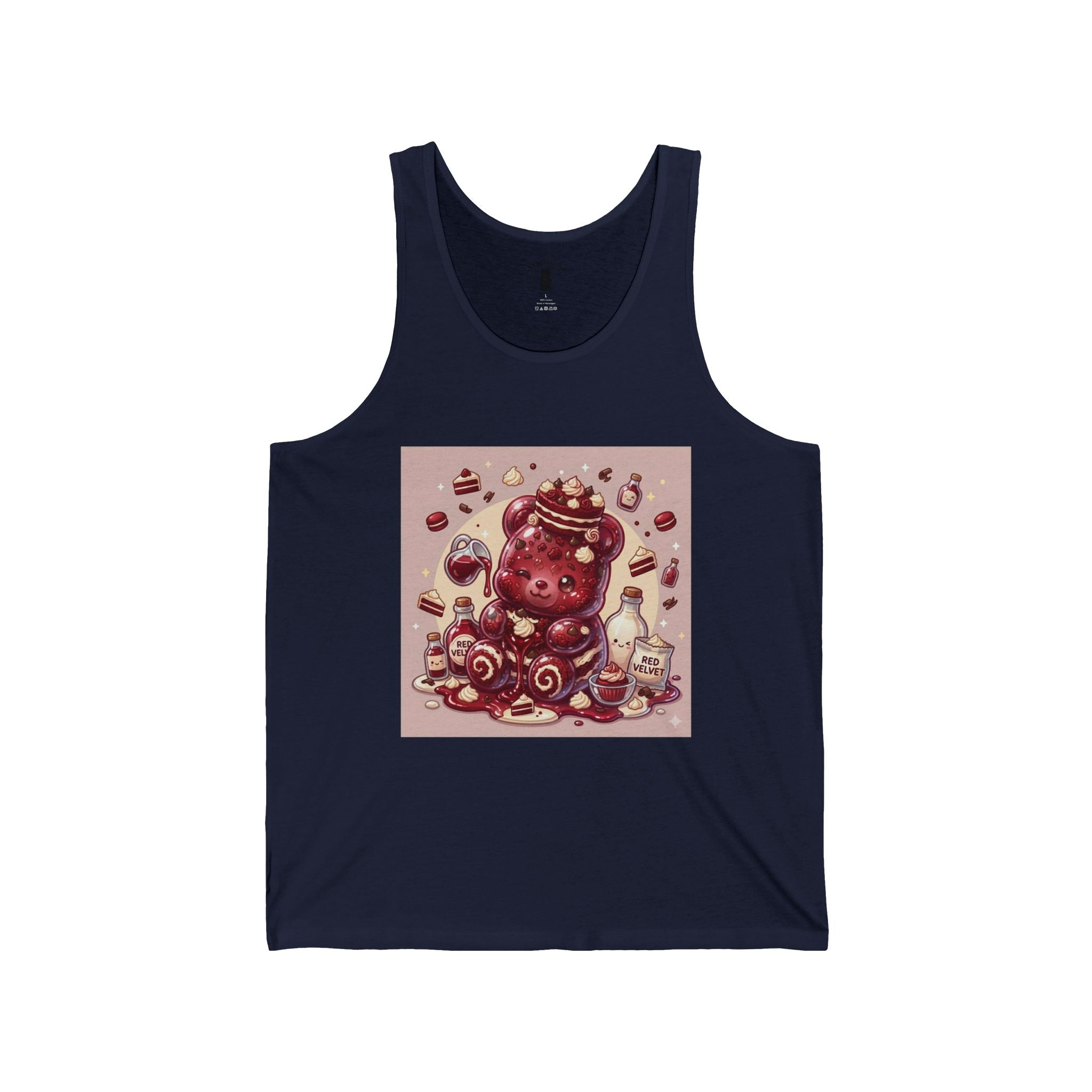 Special Red Velvet Cake & Frosting, Gooey Gummy Bear — Cute Illustration Tank