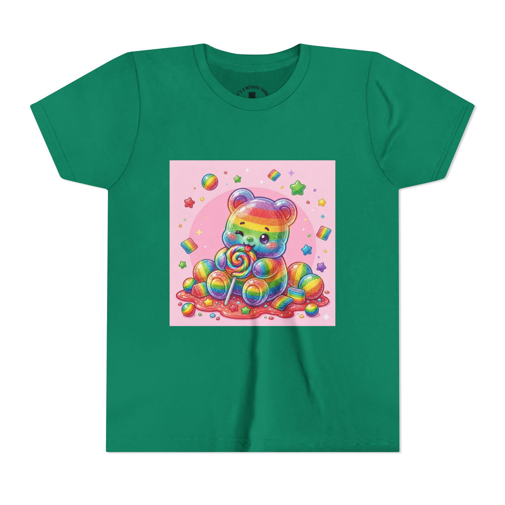 Rainbow Stripe Gooey Gummy Bear Youth T-Shirt