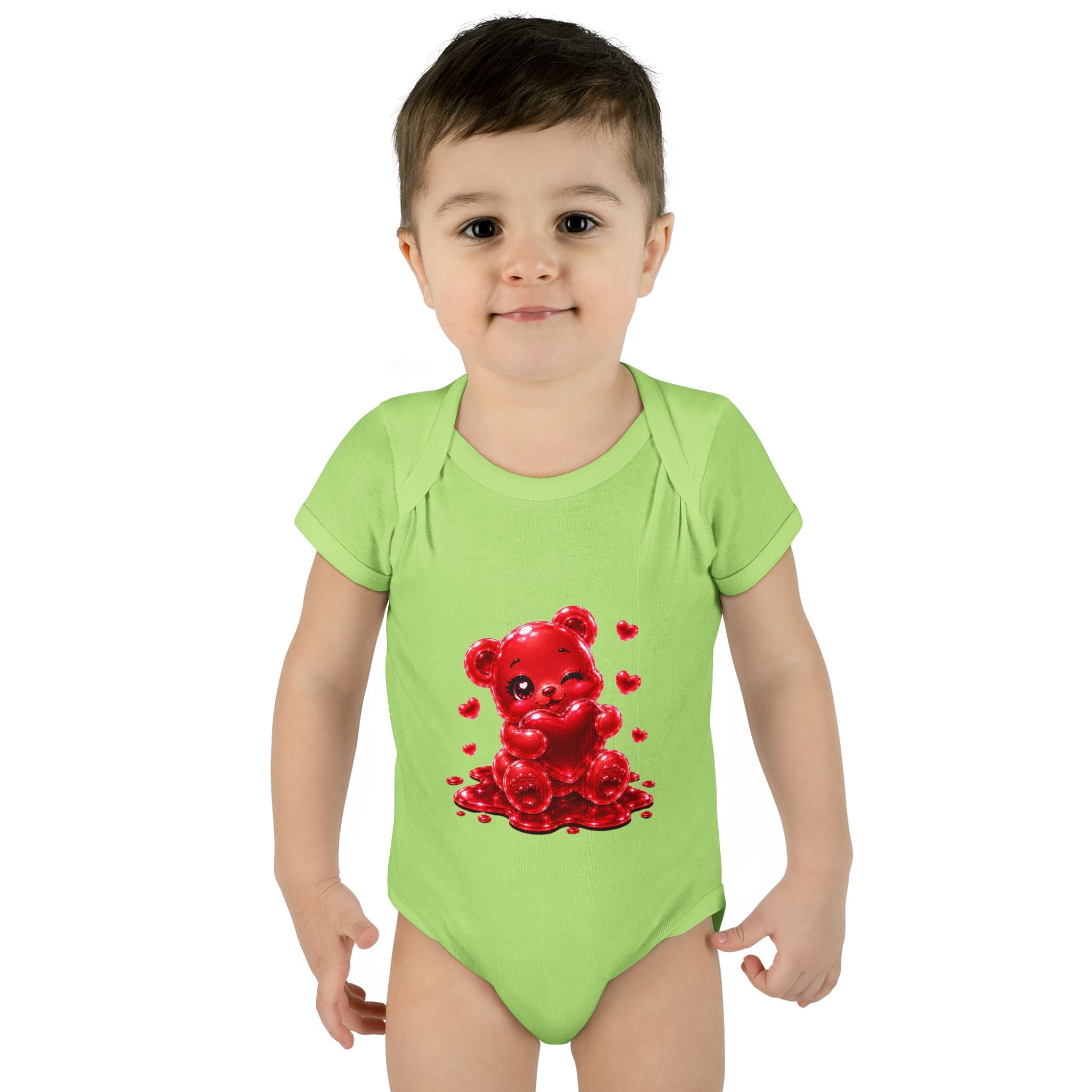 Special Red Heart Oozy Bear Baby Gummy Cutie Addition- Graphic Onesie