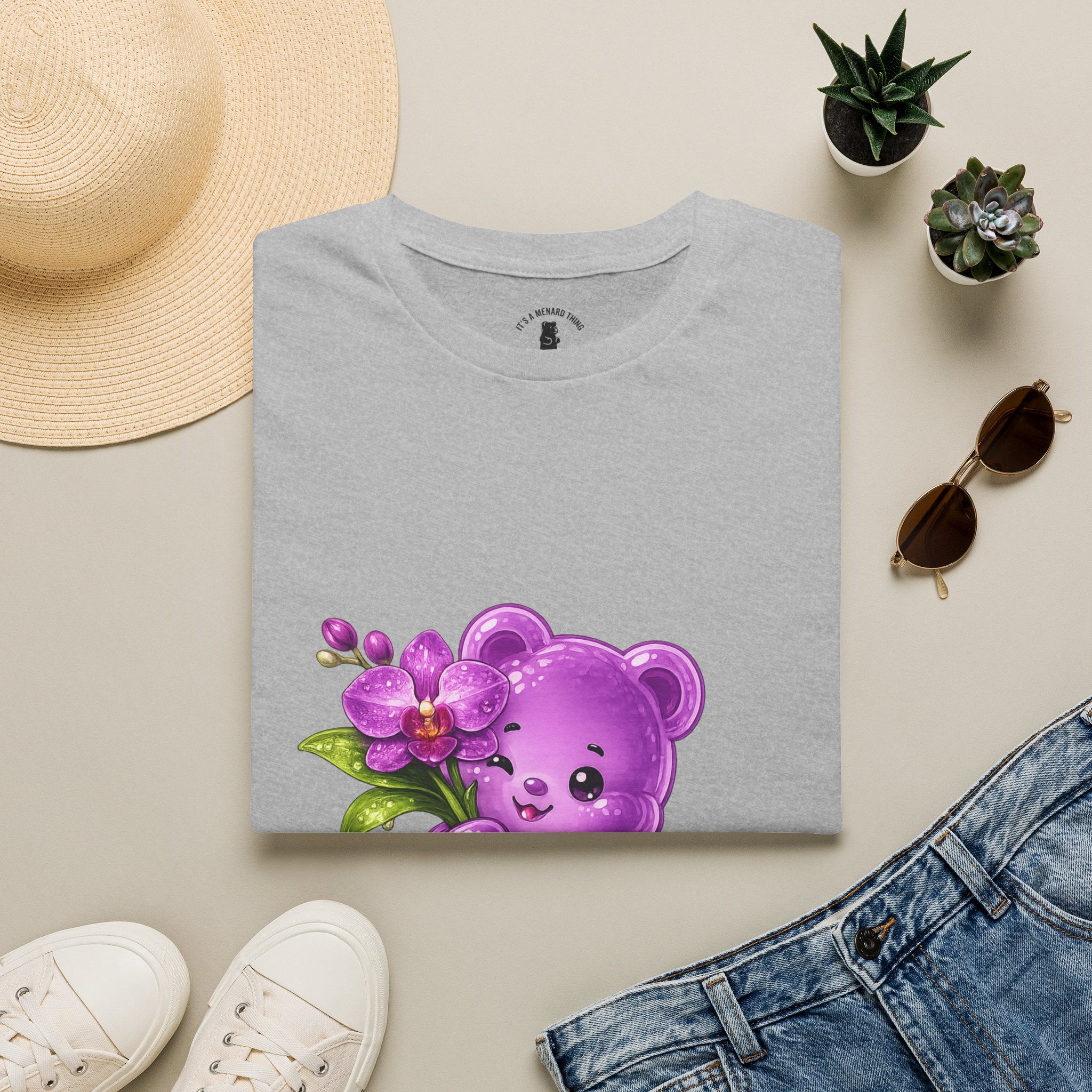 Beautiful Orchid, Purple Oozy Bear Floral Special Gummy Friend- Graphic Shirt