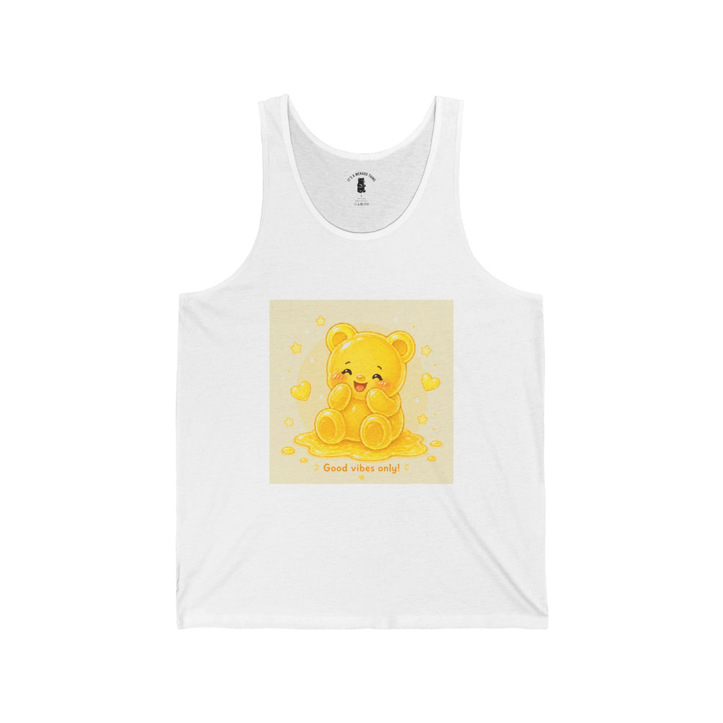 Happy Golden Yellow Good Vibes, Gooey Gummy Bear — Kawaii Graphic Tank top