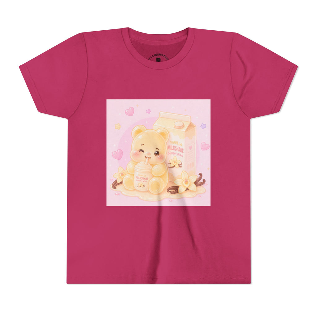 Vanilla Milk Shake Gooey Gummy Youth Tee — Kawaii Pastel Kids T‑Shirt
