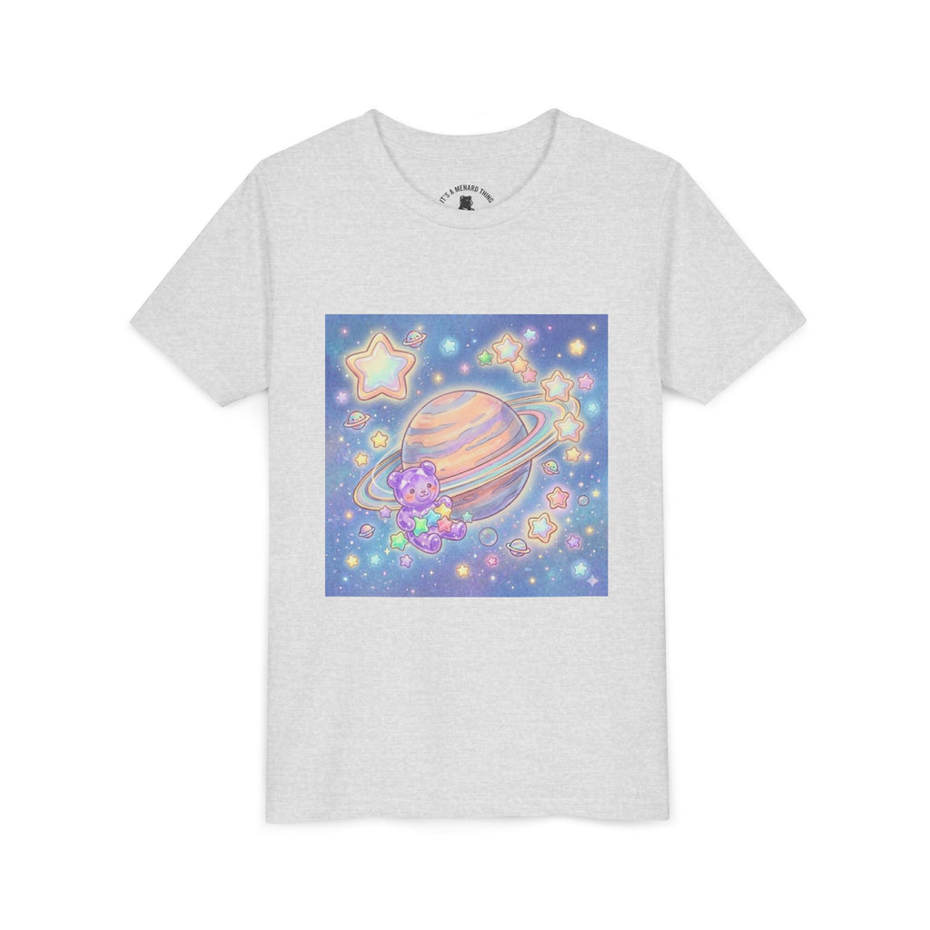 Merry-go-Saturn Cosmic Gooey Crystal Gummy Bear- Stars & Sparkles Graphic T-Shirt
