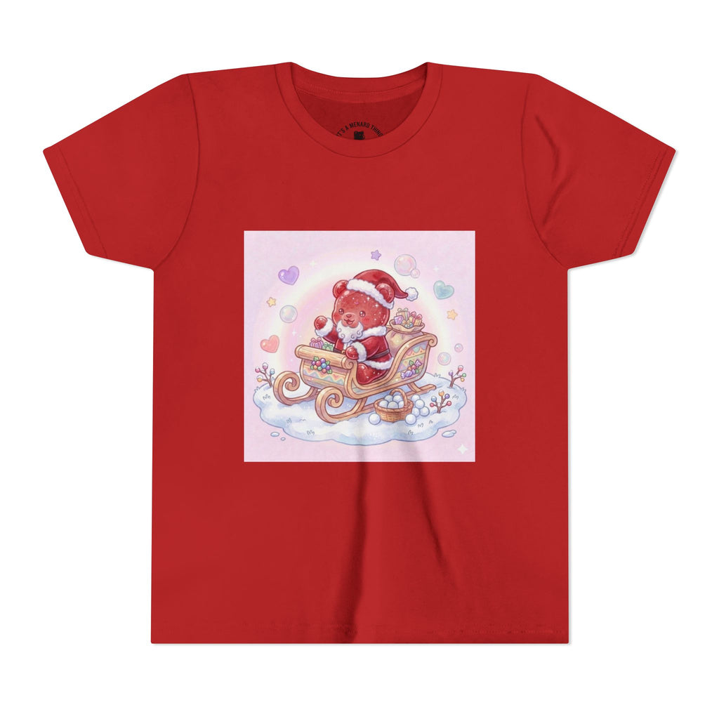 Cute Gooey Gummy Red Santa in Sleigh Holiday Shirt