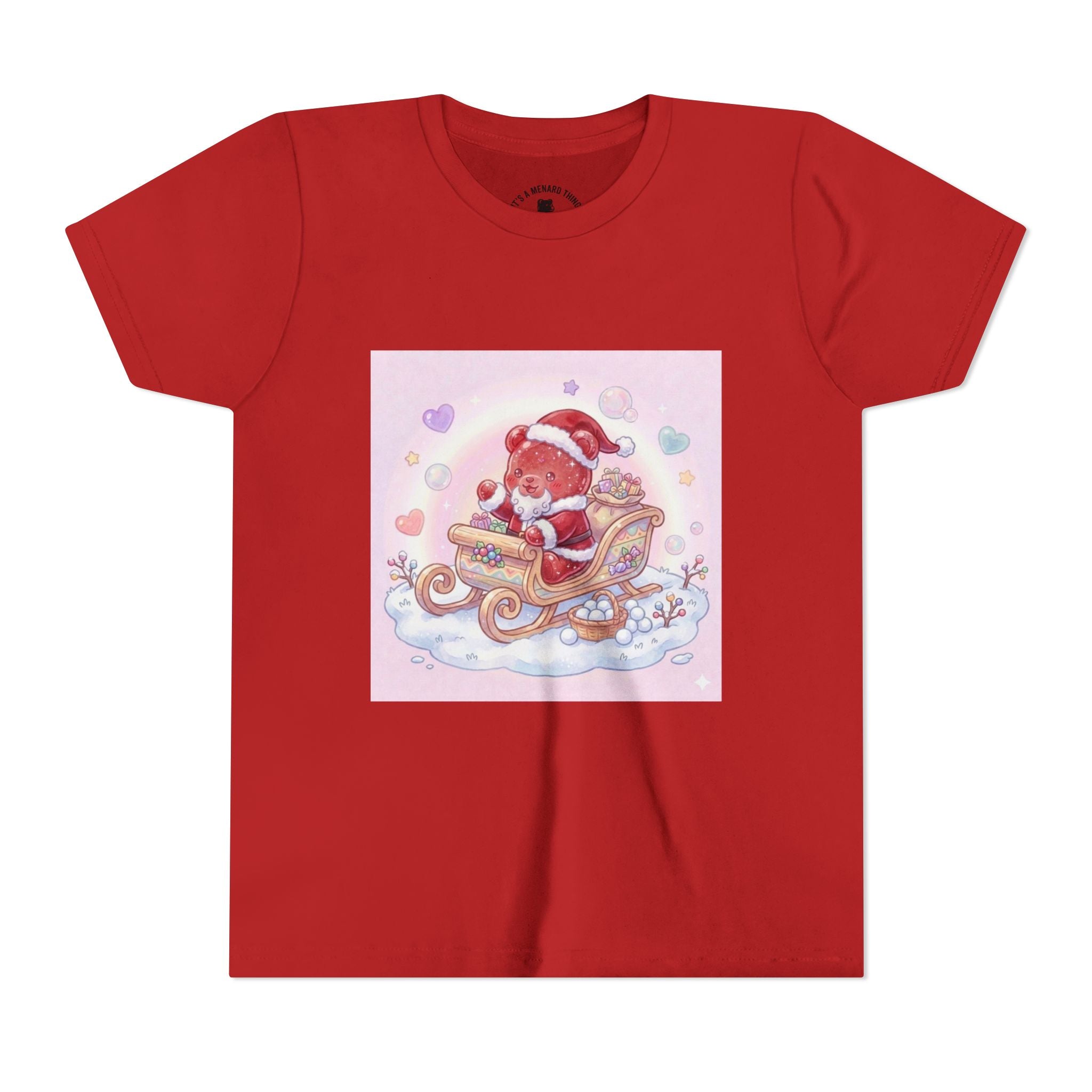 Cute Gooey Gummy Red Santa in Sleigh Holiday Shirt