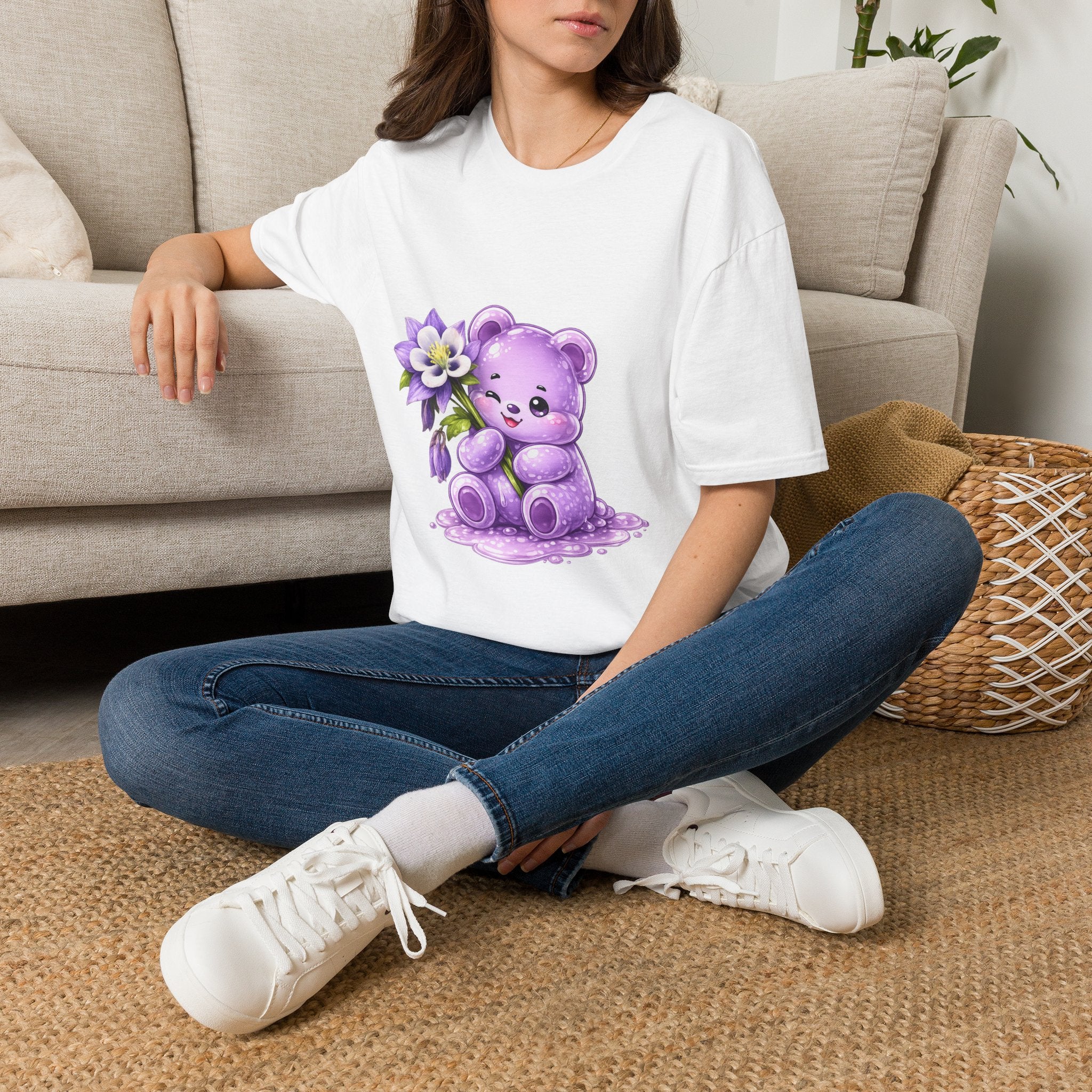 Pretty Purple Flower, Special Oozy Bear Gummy- Graphic Shirt