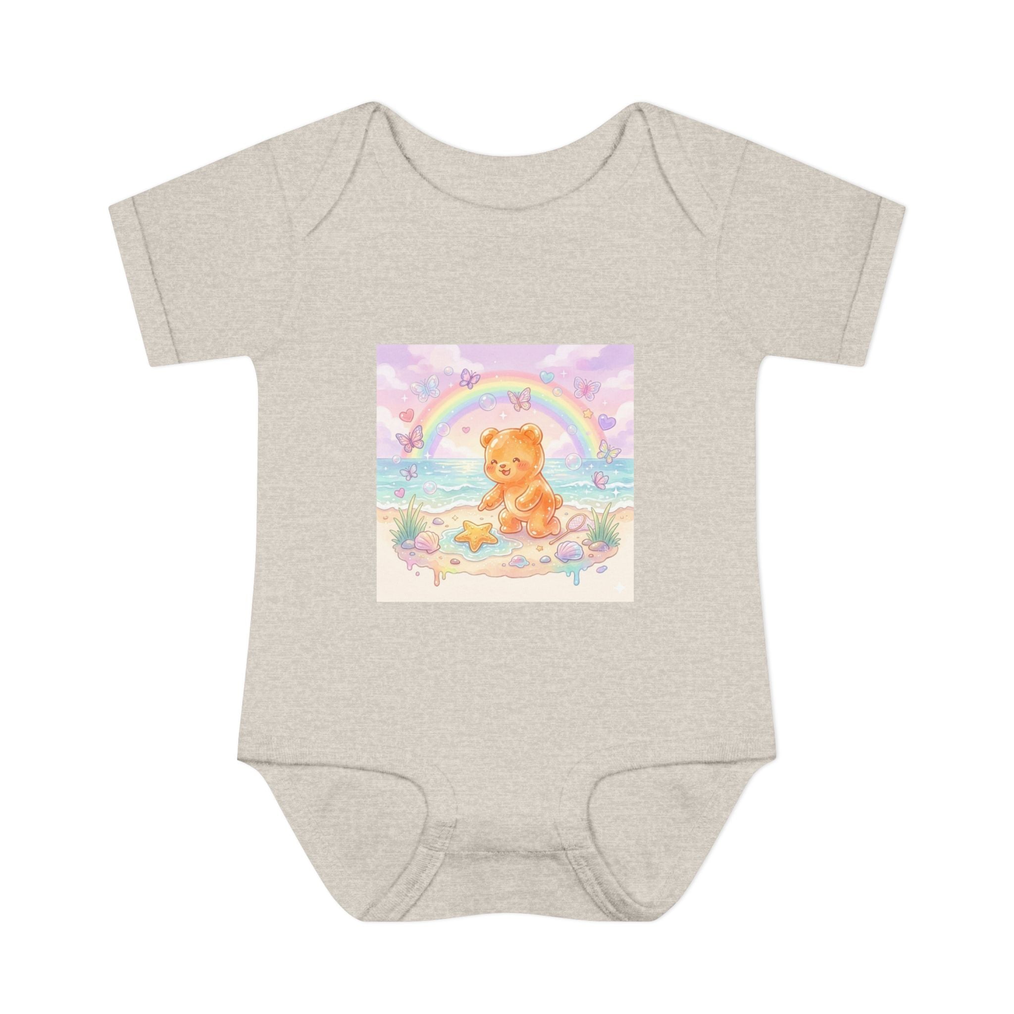 Gooey Gummy Beach Bear Rainbow & Starfish - Bodysuit