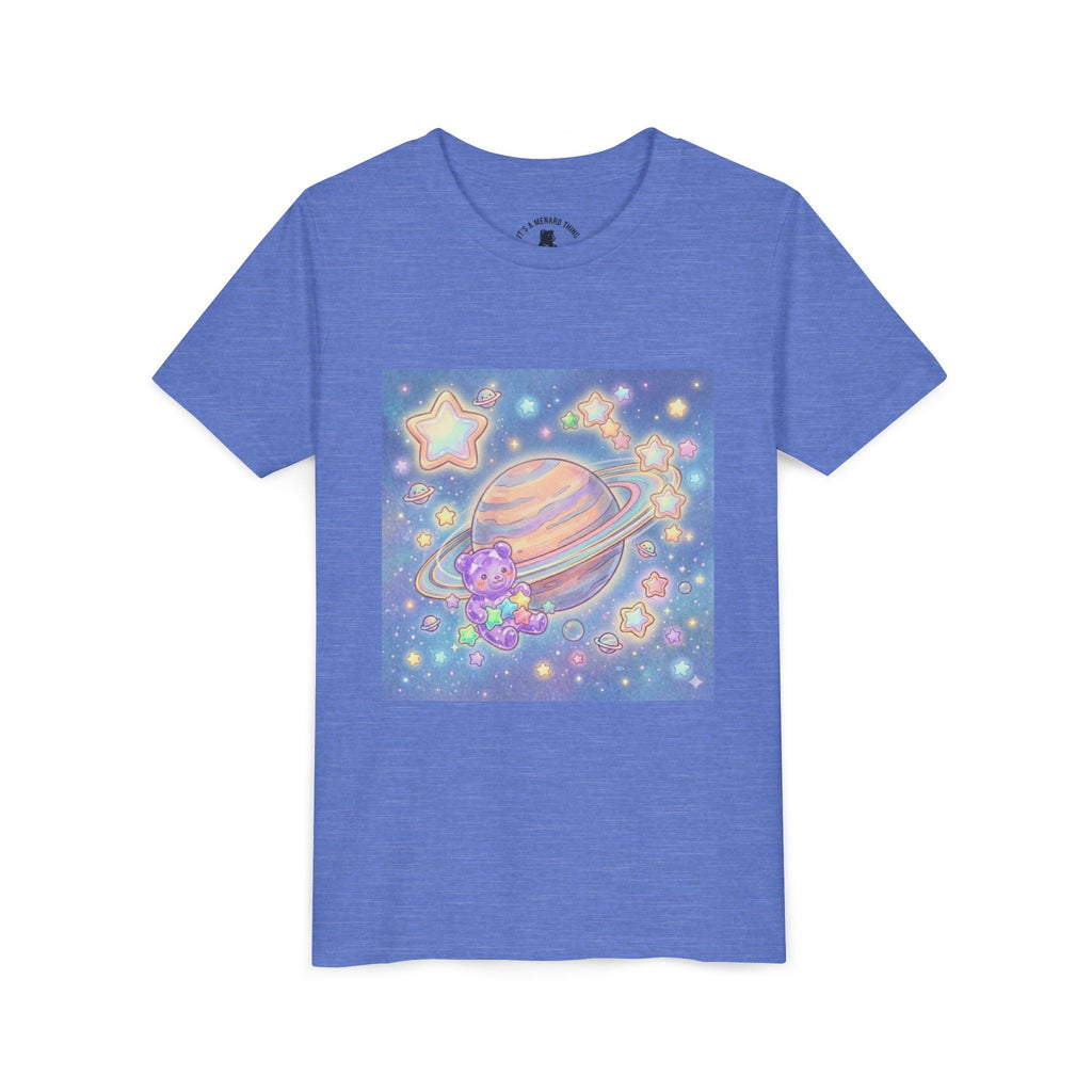 Merry-go-Saturn Cosmic Gooey Crystal Gummy Bear- Stars & Sparkles Graphic T-Shirt