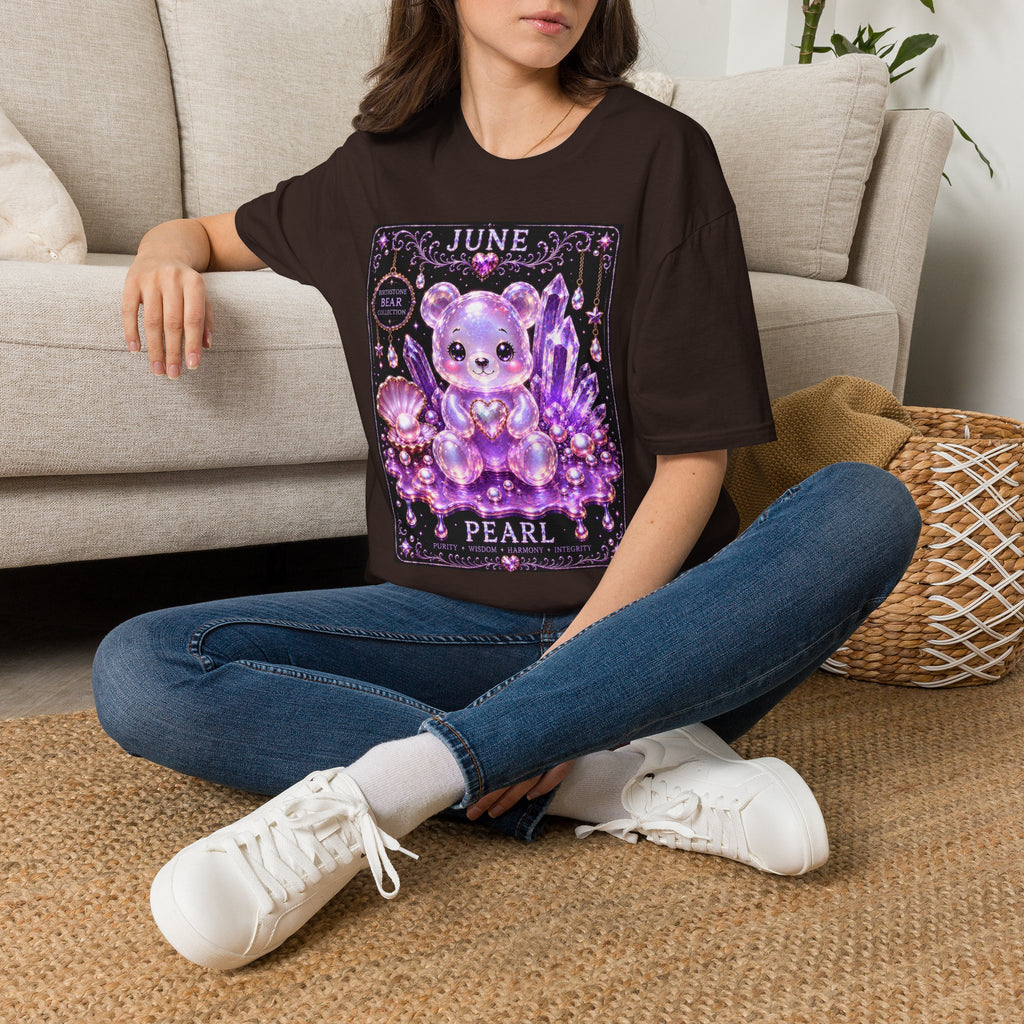 June Birthstone Pearl Crystal Oozy Bears Special Addition- Graphic Shirt