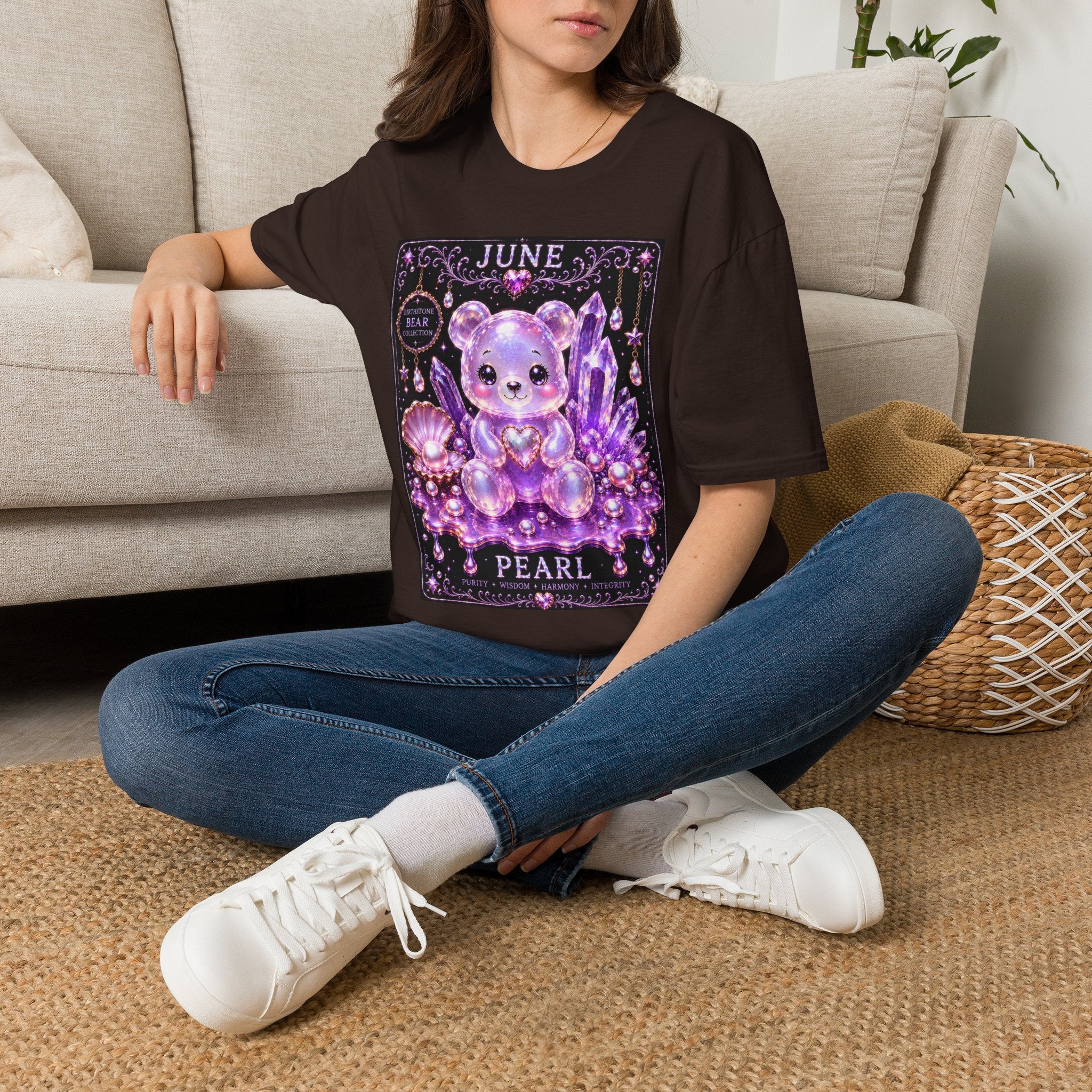June Birthstone Pearl Crystal Oozy Bears Special Addition- Graphic Shirt