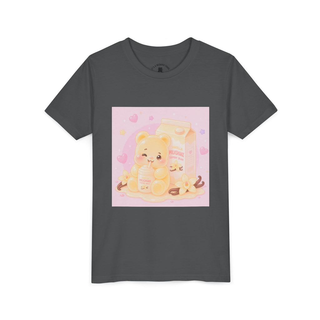 Vanilla Milk Shake Gooey Gummy Youth Tee — Kawaii Pastel Kids T‑Shirt