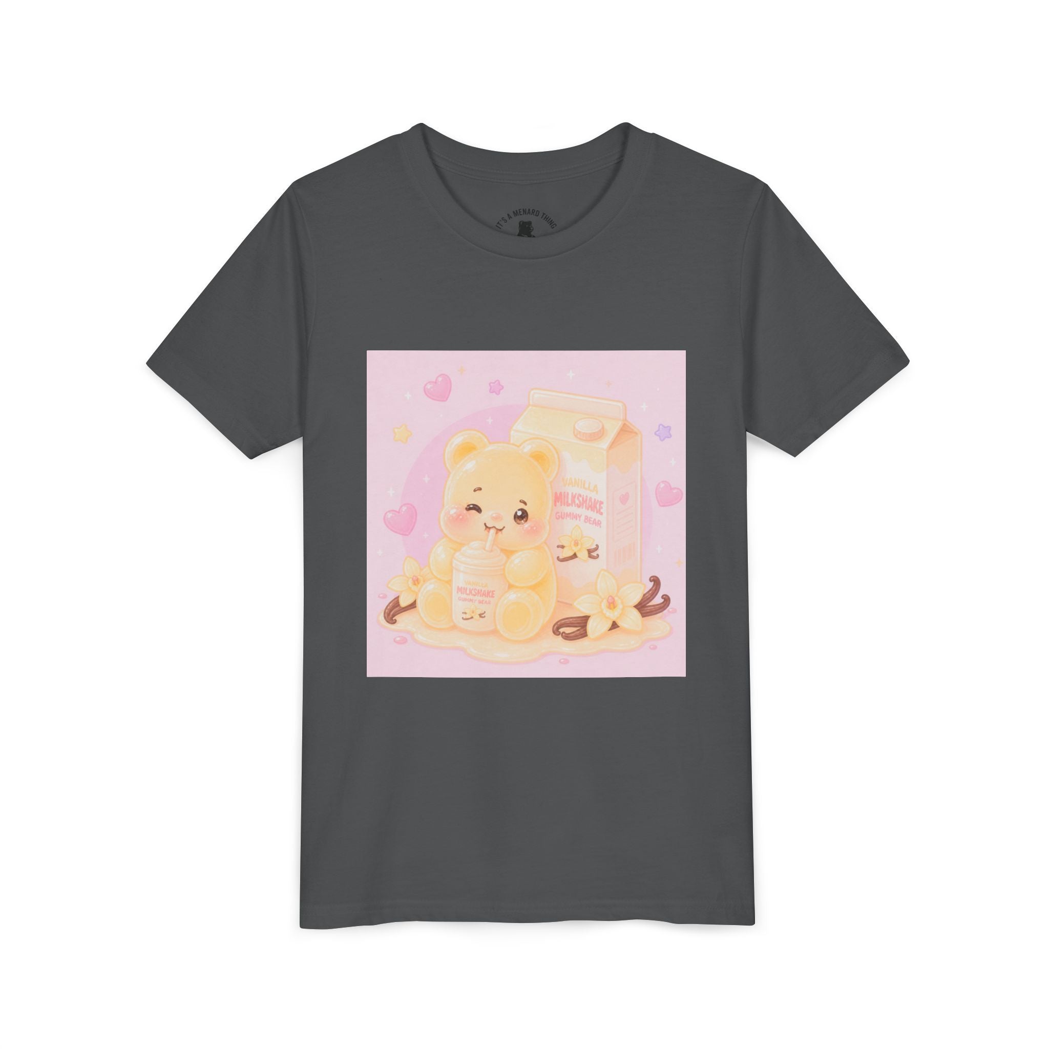 Vanilla Milk Shake Gooey Gummy Youth Tee — Kawaii Pastel Kids T‑Shirt