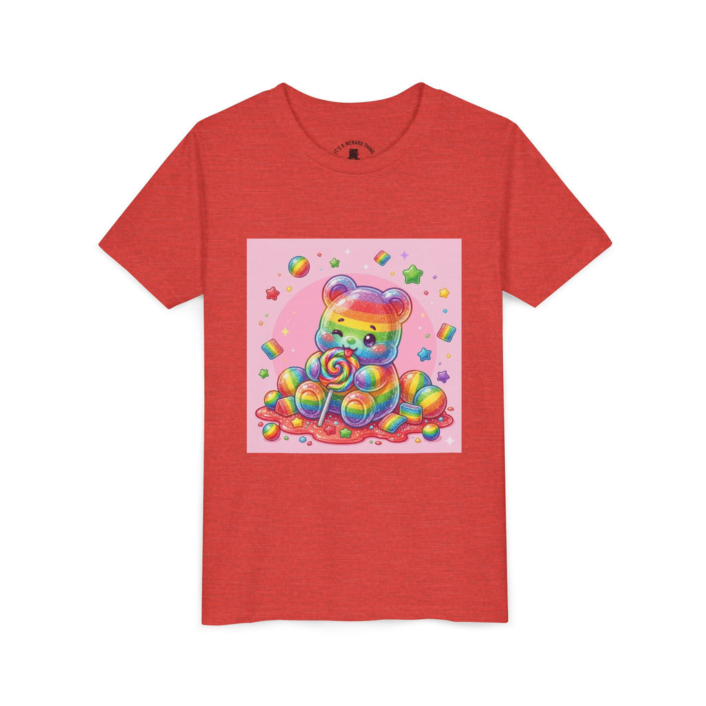 Rainbow Stripe Gooey Gummy Bear Youth T-Shirt