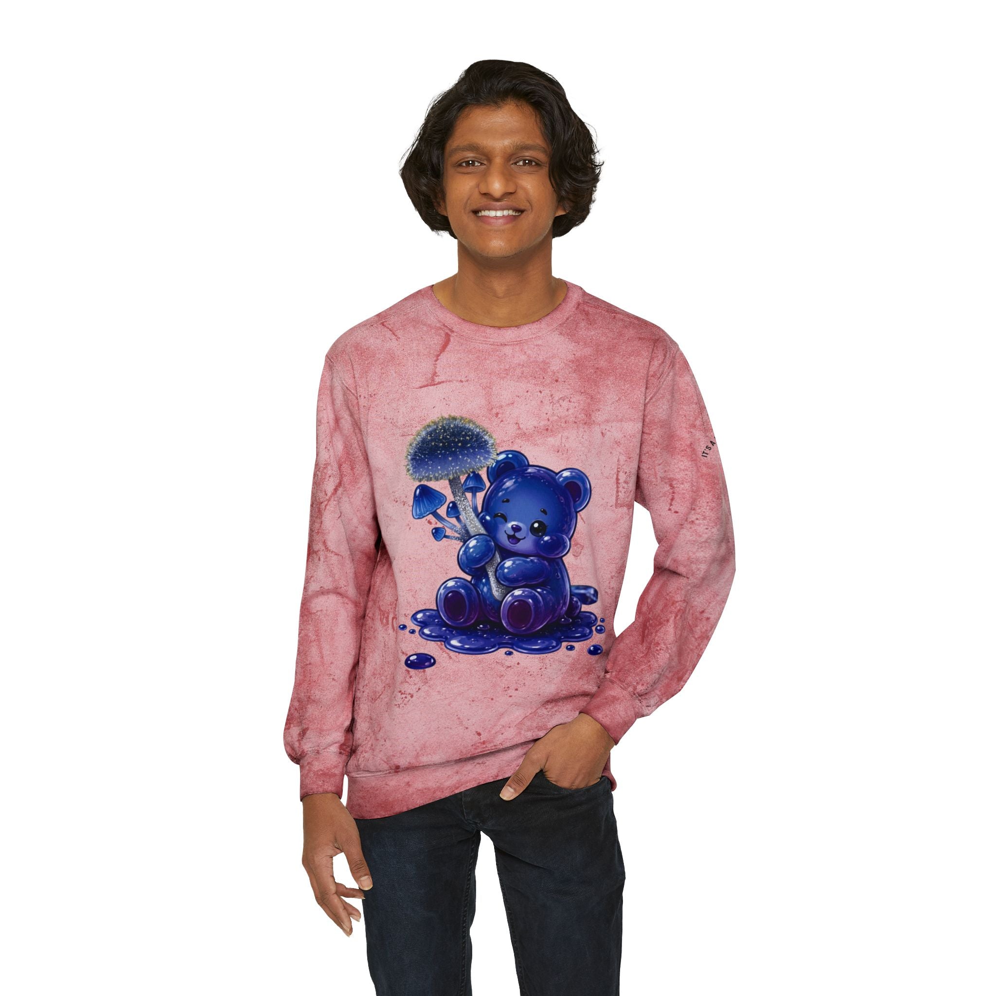 Special Pretty Blue Mushroom, Gooey Gummy Bear Friends -Kawaii Graphic Sweatshirt