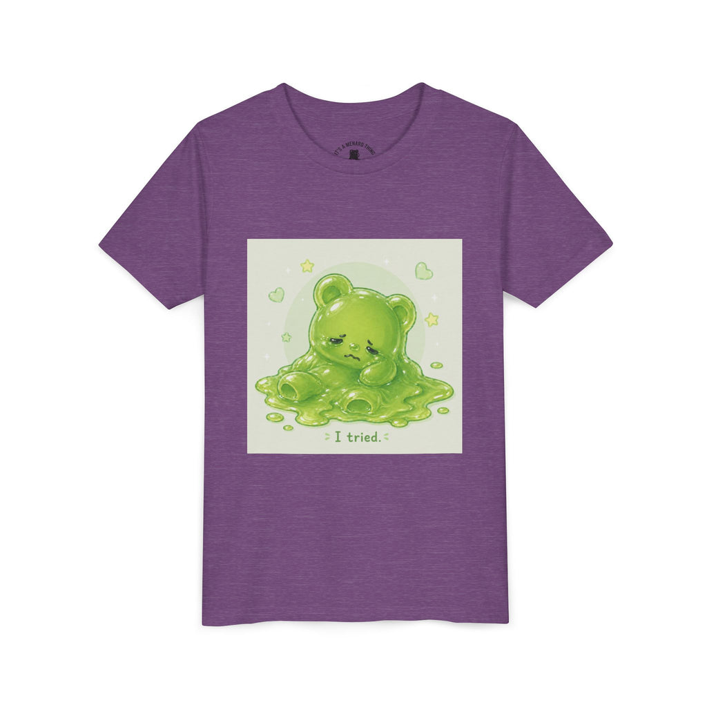 Melting Green Gooey Gummy Bear "I tried." Graphic T-Shirt