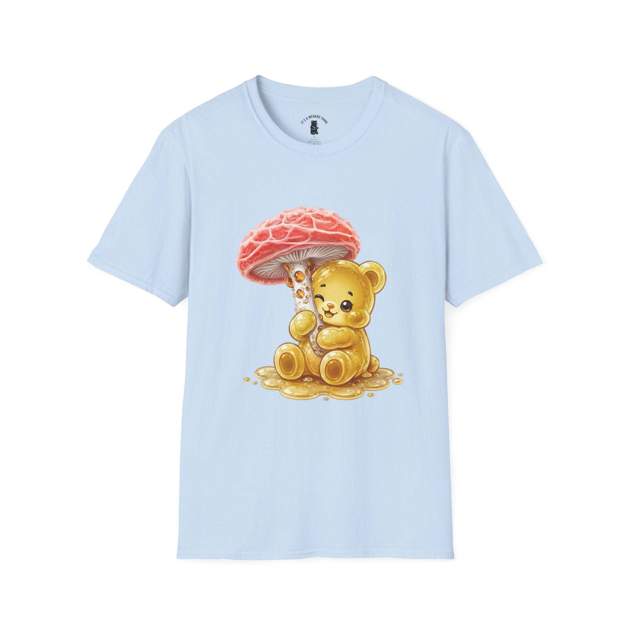 Sticky Strange Orange Mushroom, Yellow Oozy Bear Gummy- Graphic shirt