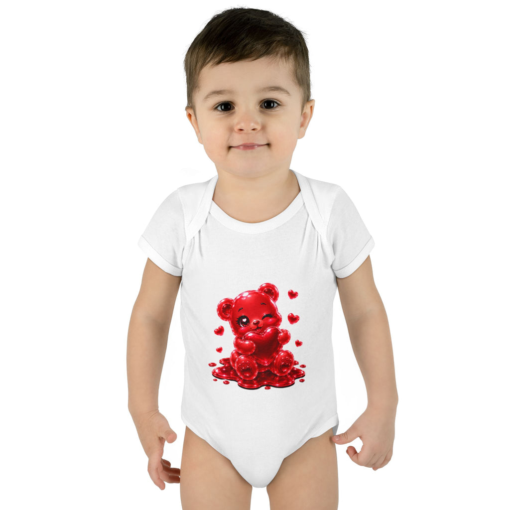 Special Red Heart Oozy Bear Baby Gummy Cutie Addition- Graphic Onesie