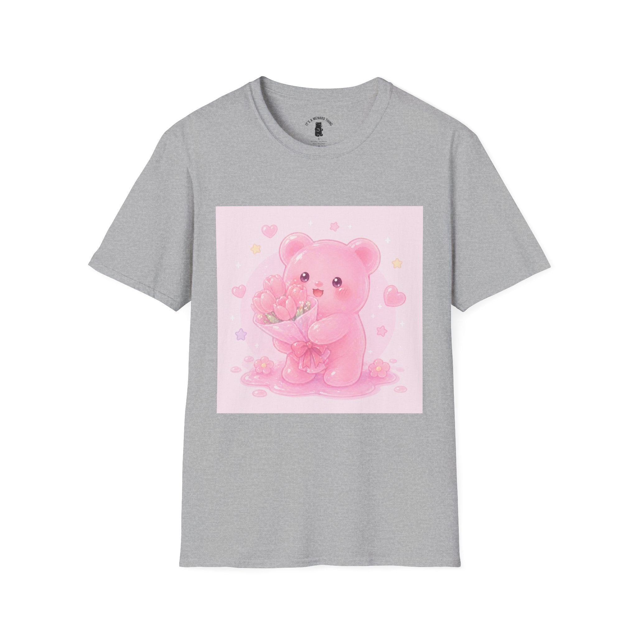 Gooey Pink Gummy Bear Bouquet T-Shirt — Kawaii Valentine Floral Tee
