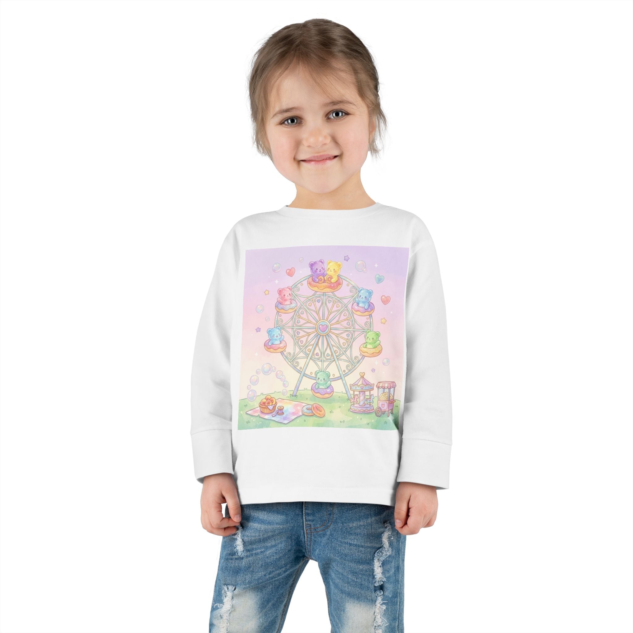 Pastel Carnival Ferris Wheel, Oozy Bear Gummy Friends- Graphic Long Sleeve Shirt
