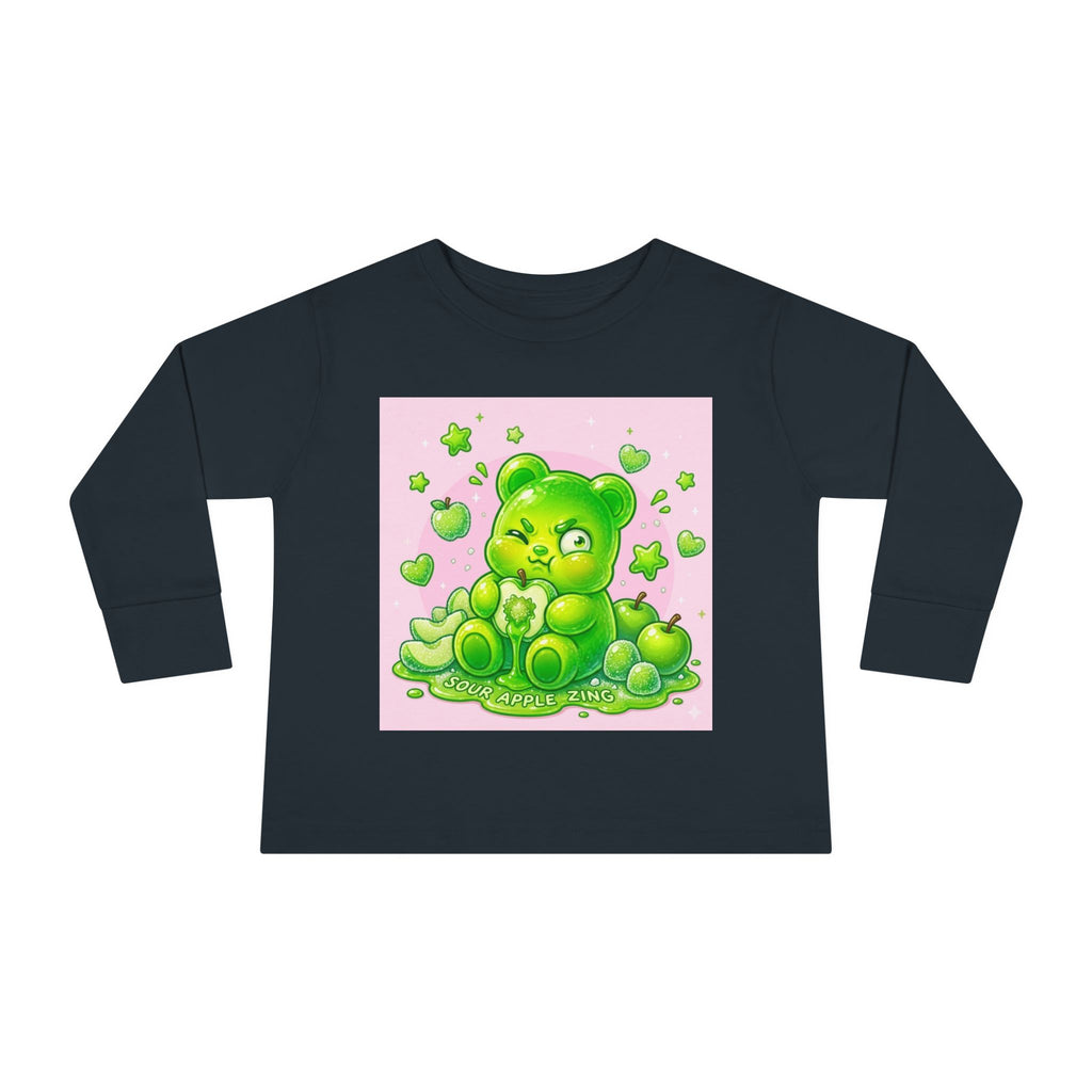 Green Sour Apple, Oozy Gummy Bear Friends- Kids Long Sleeve Shirt