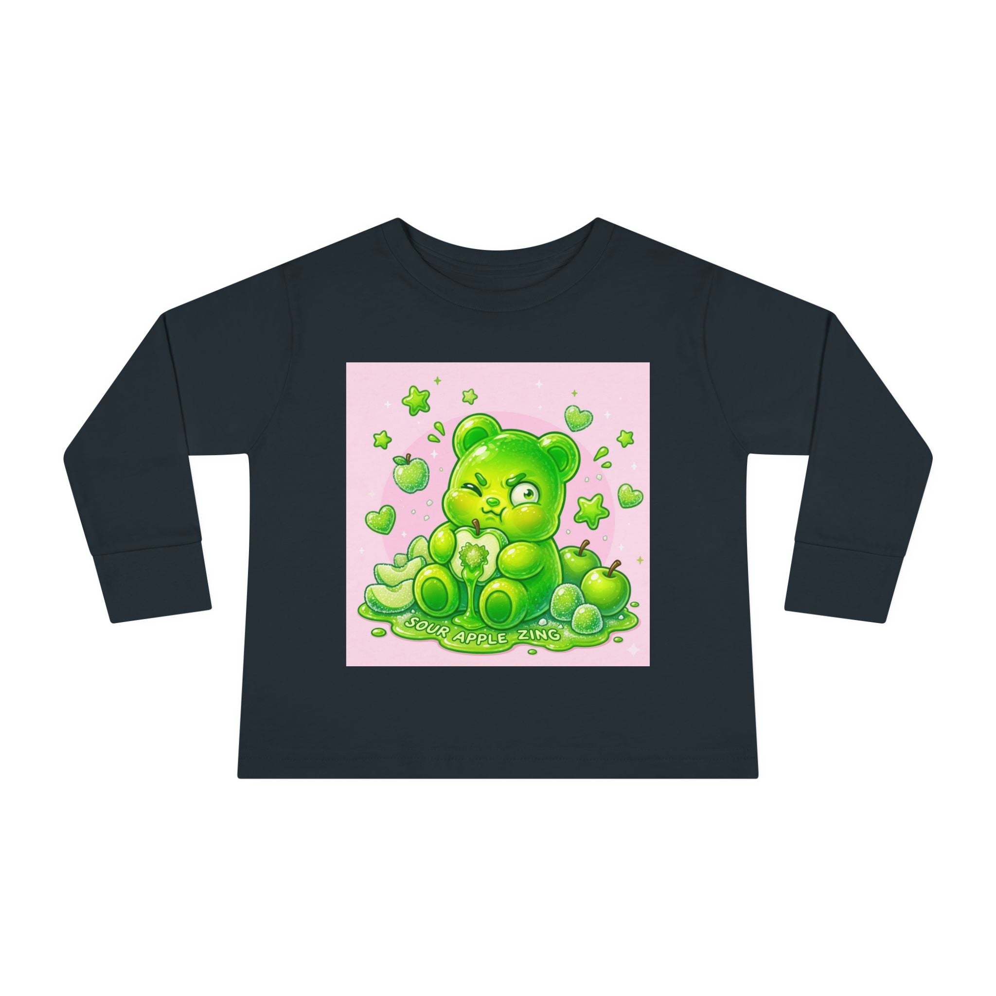 Green Sour Apple, Oozy Gummy Bear Friends- Kids Long Sleeve Shirt