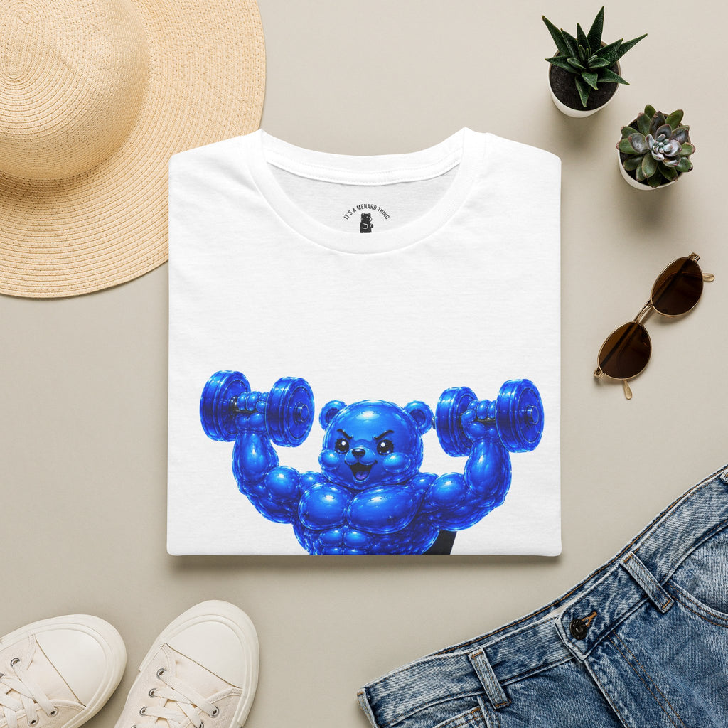 Working out with Bar Bells, Oozy Buff Bear Gummy Special Gym Addition- Adult Graphic Shirt