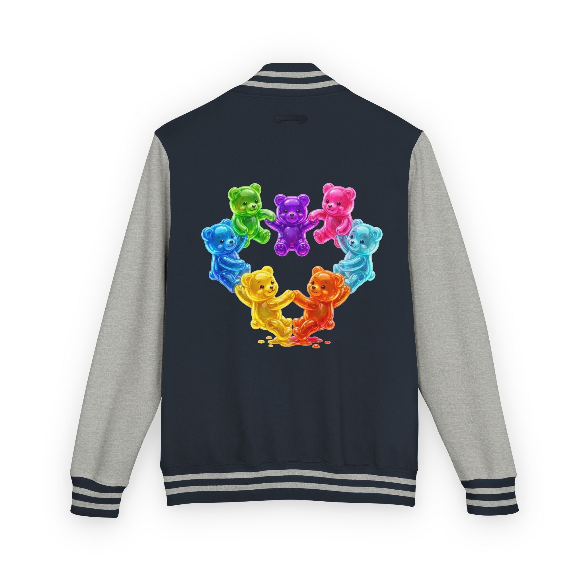 Rainbow Oozy Gummy Bear Heart Special Addition- Lettermen Graphic Jacket