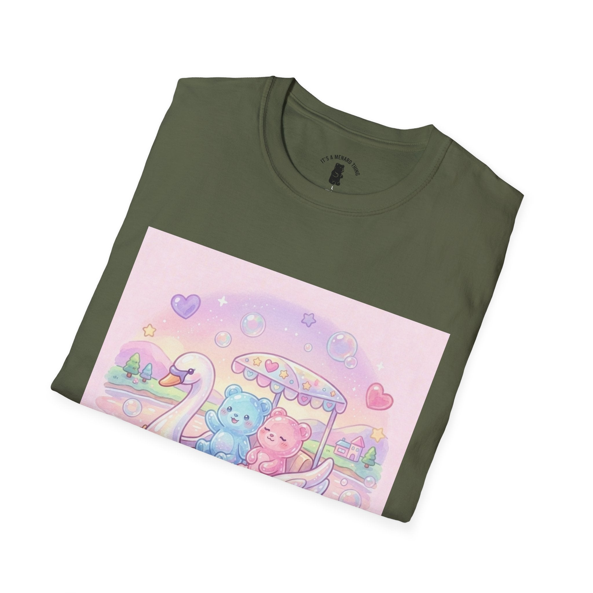 Romantic Swan Boat Ride, Gooey Gummy Friends— Kawaii Graphic T-Shirt