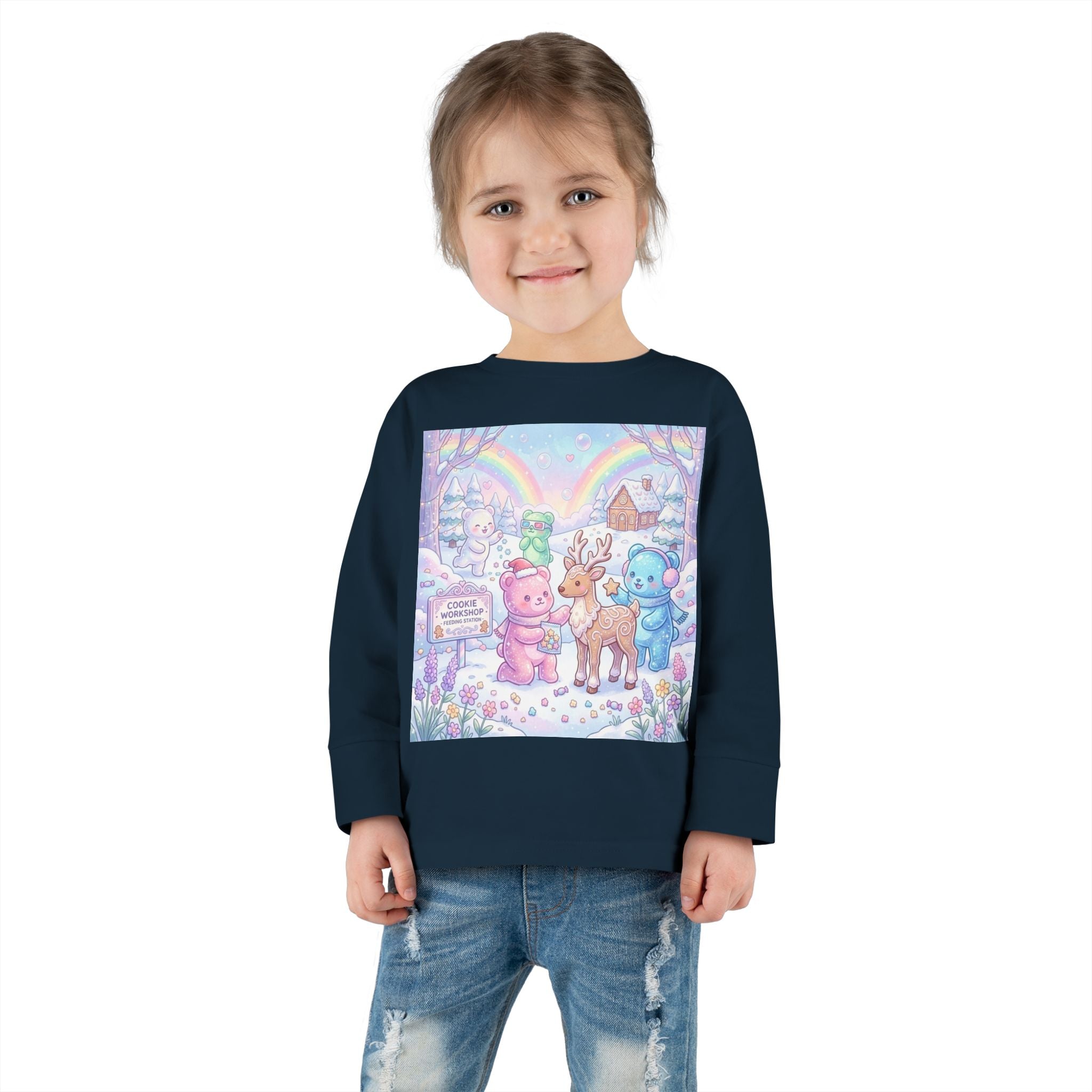 Feeding the Reindeer, Oozy Bear Friends Special Holiday- Graphic Long Sleeve Shirt
