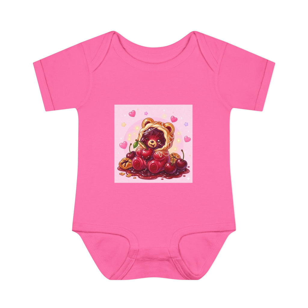 Cherry Danish Gooey Gummy Bear in Puff PJs (Infant Rib Onesie)