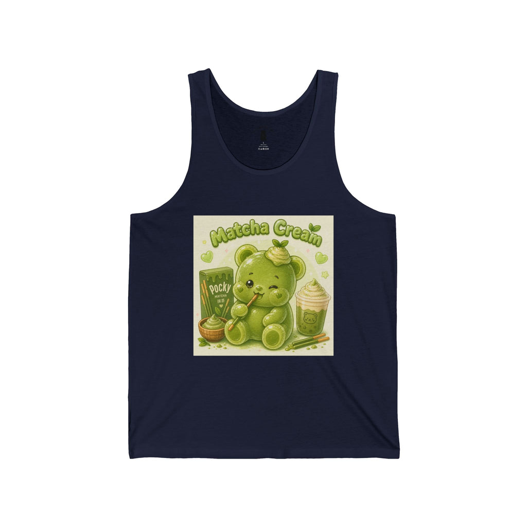 Matcha Cream Latte & Pocky Stick snack Green Gooey Gummy Bear — Kawaii Graphic Tank Top